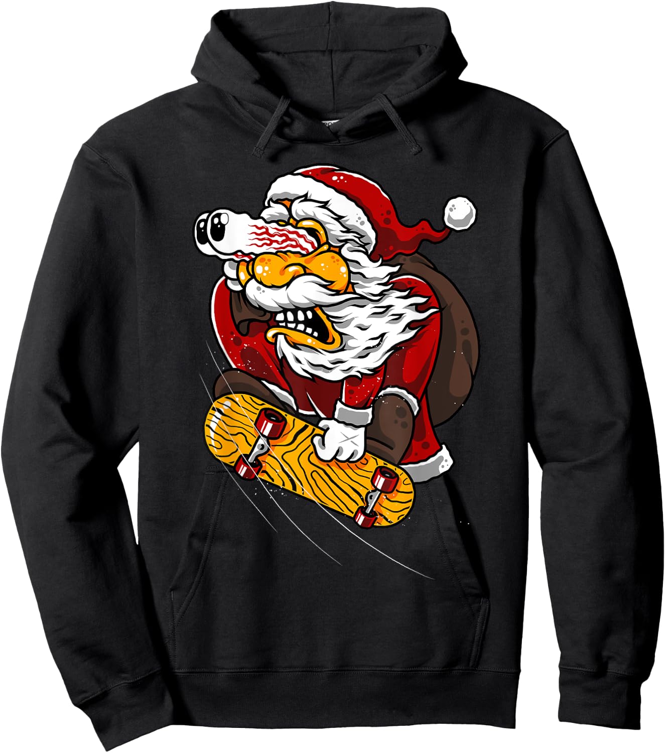 Santa on Skateboard Funny for Skateboarding Hoodie - Hoodie | Black