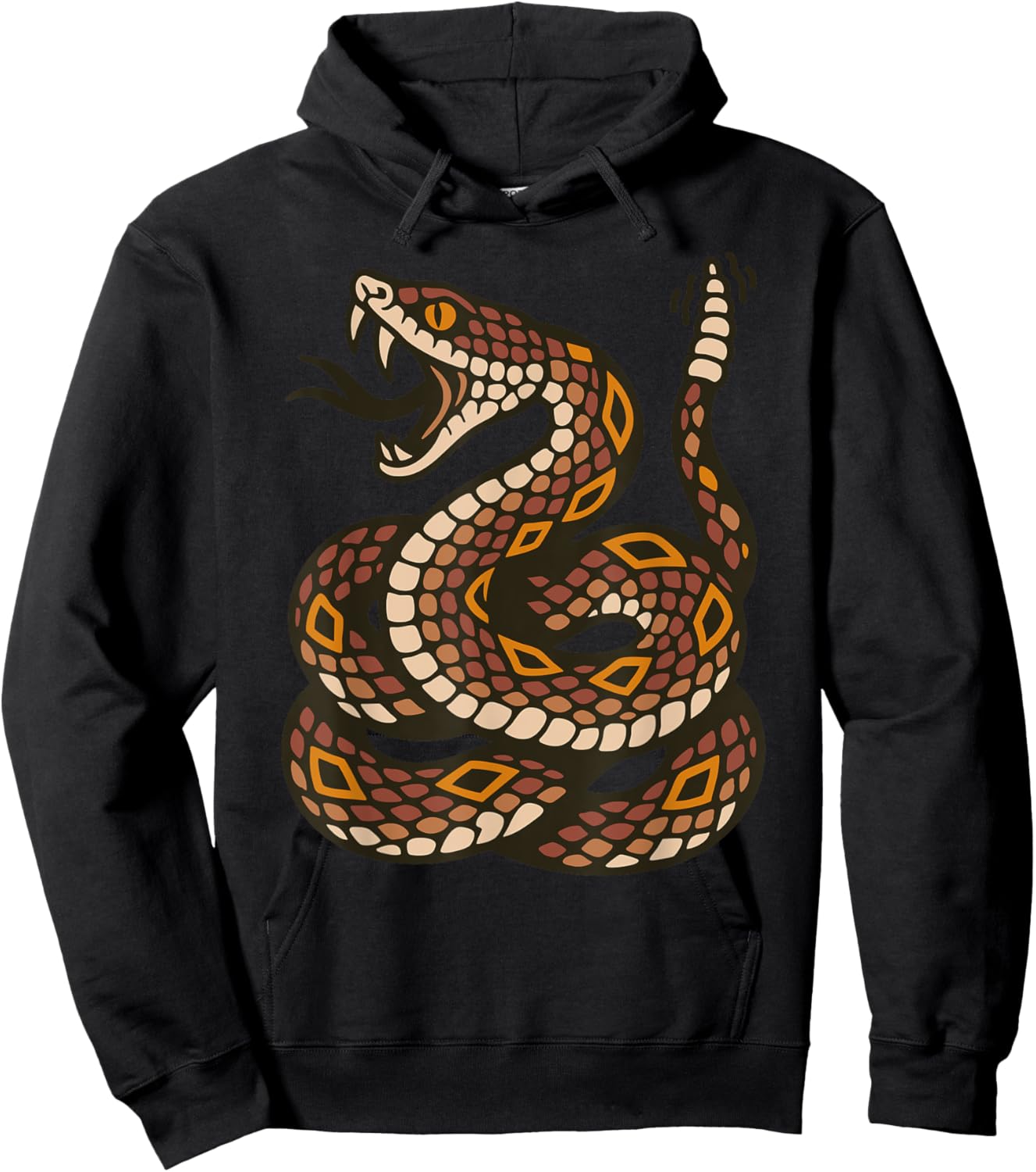 Venomous Rattlesnake Old School Tattoo Flash Rattle Snake Hoodie - Hoodie | Black