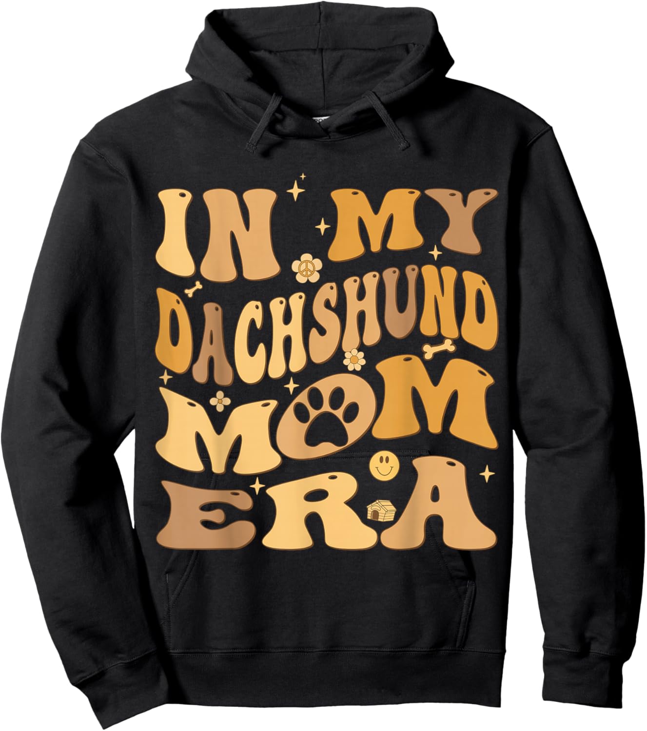 in My Dachshund Mom Era Groovy Wiener Dog Owner Hoodie - Hoodie | Black
