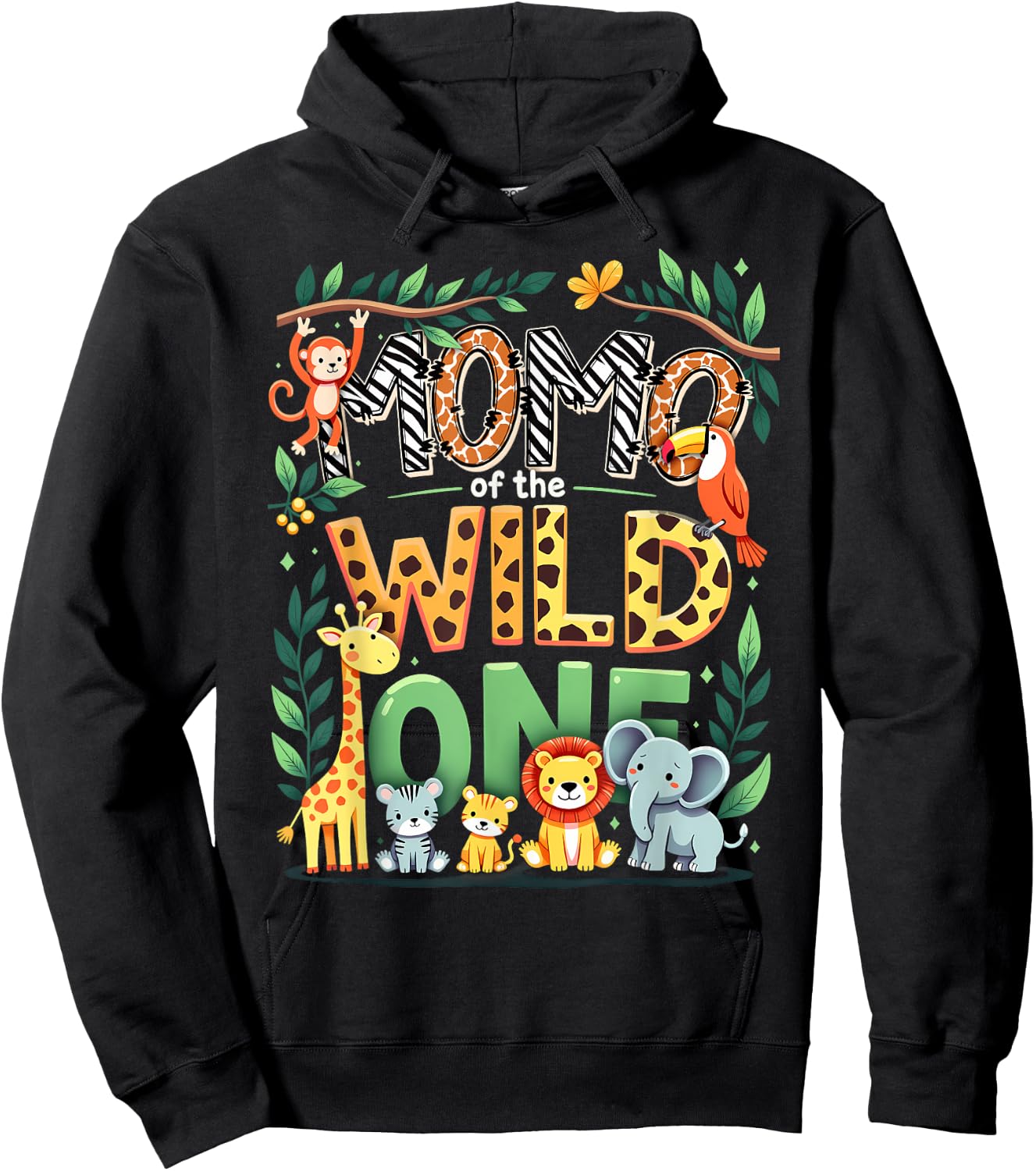1st Birthday Safari Zoo Mommy Momo Of The Wild One Hoodie - Hoodie | Black