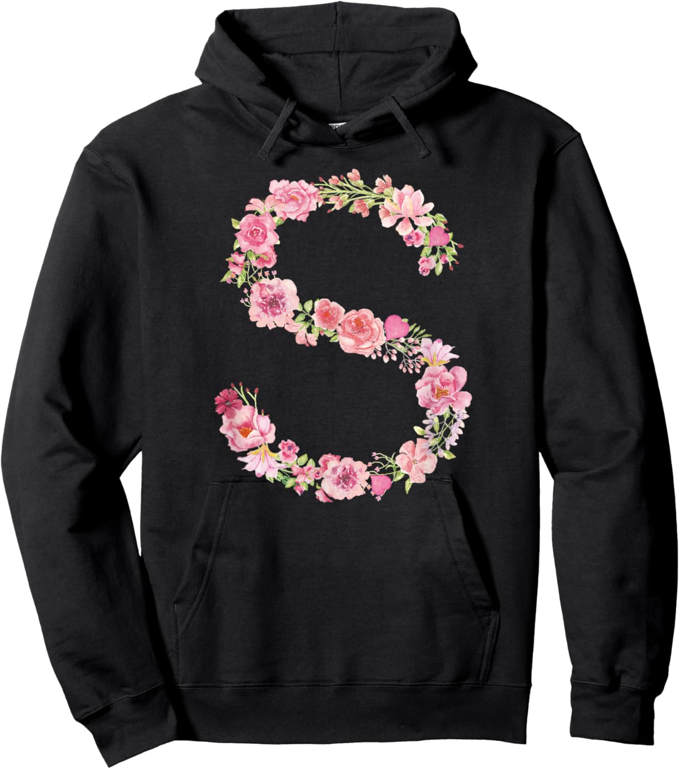 Cool Initial Alphabet Monogram Flowers Gifts Floral Letter S Hoodie - Hoodie | Black