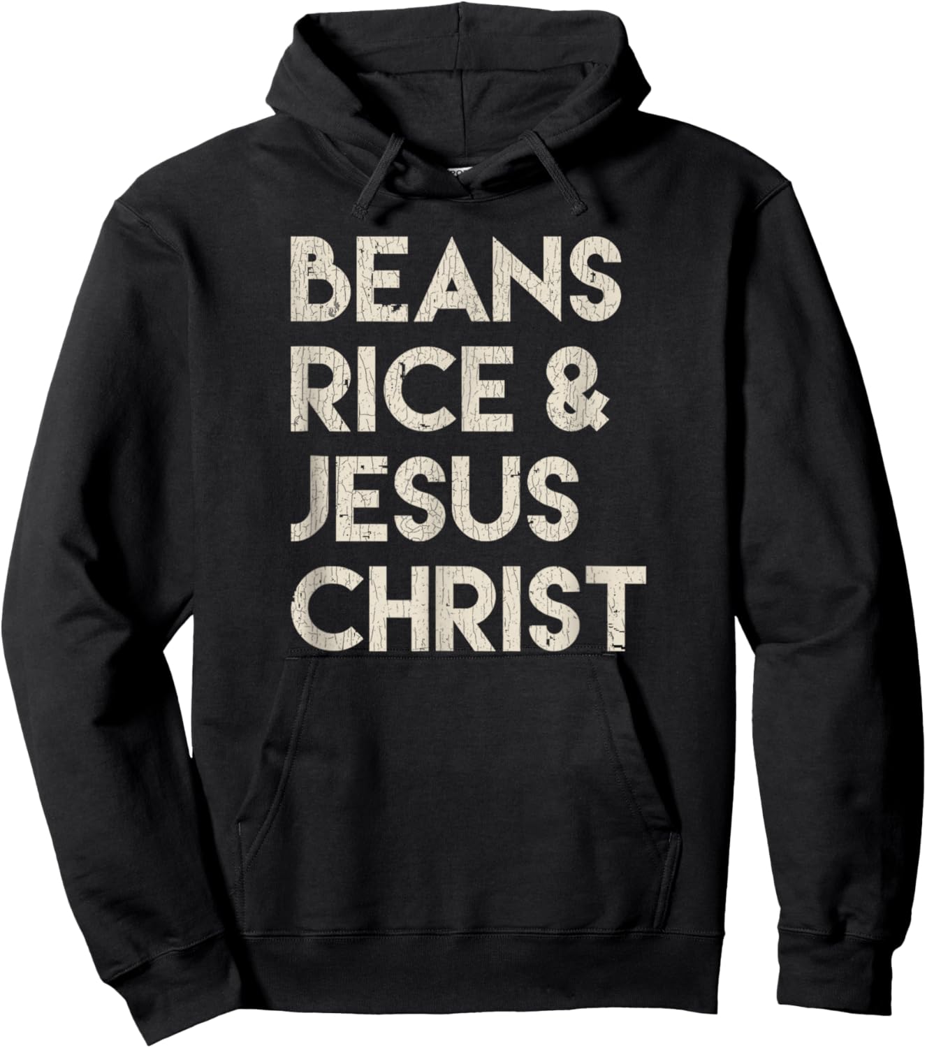 Vintage Retro Beans Rice & Jesus Christ Hoodie - Hoodie | Black
