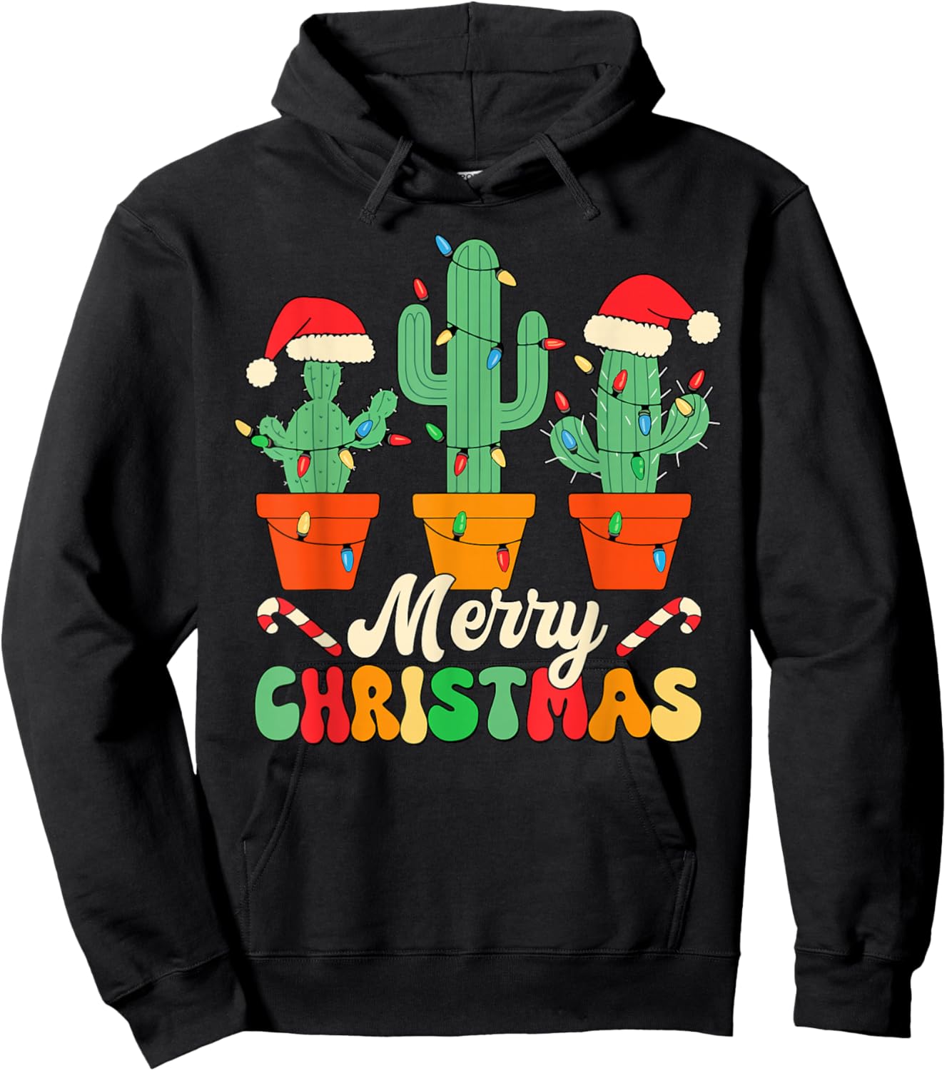 Christmas Cactus Cute Succulent Plant Xmas Men Women Kids Hoodie - Hoodie | Black
