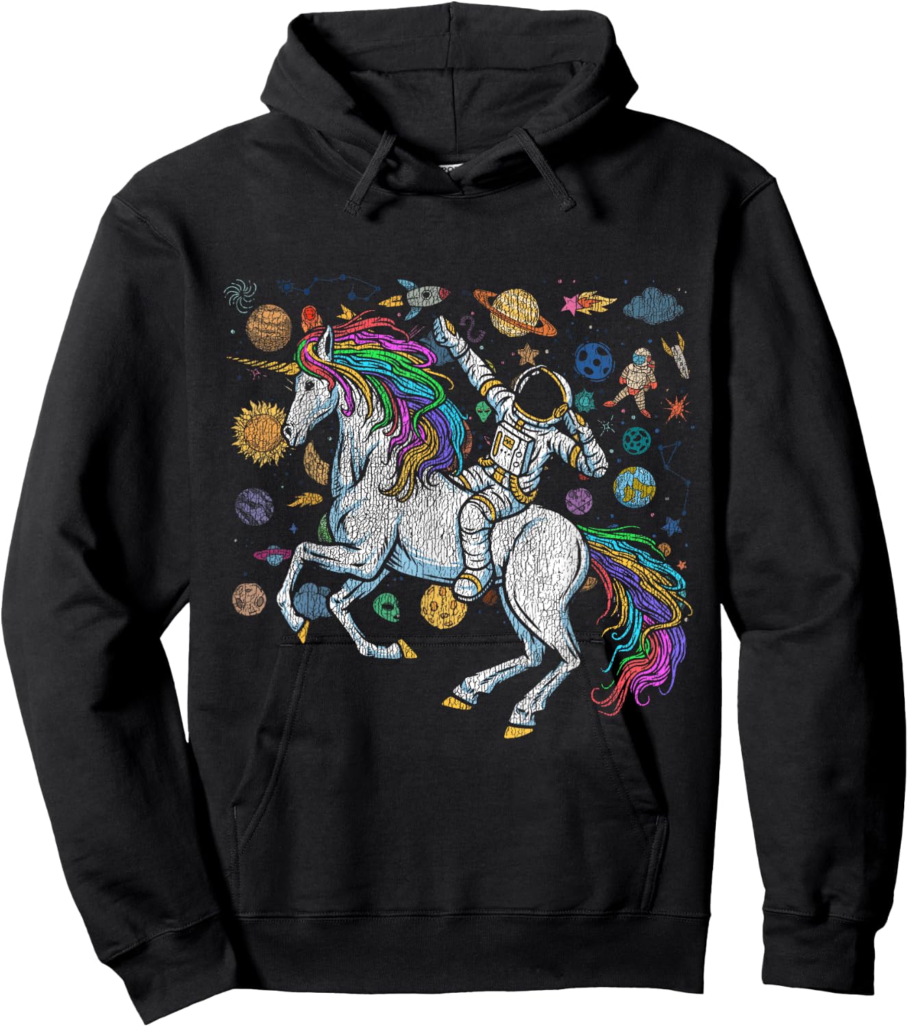 Fantasy Animal Unicorn Lover Cosmonaut Outer Space Astronaut Hoodie - Hoodie | Black
