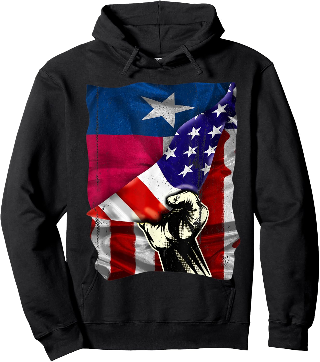 Texas State Flag Distressed US American Patriotic TX Kids Men Hoodie - Hoodie | Black