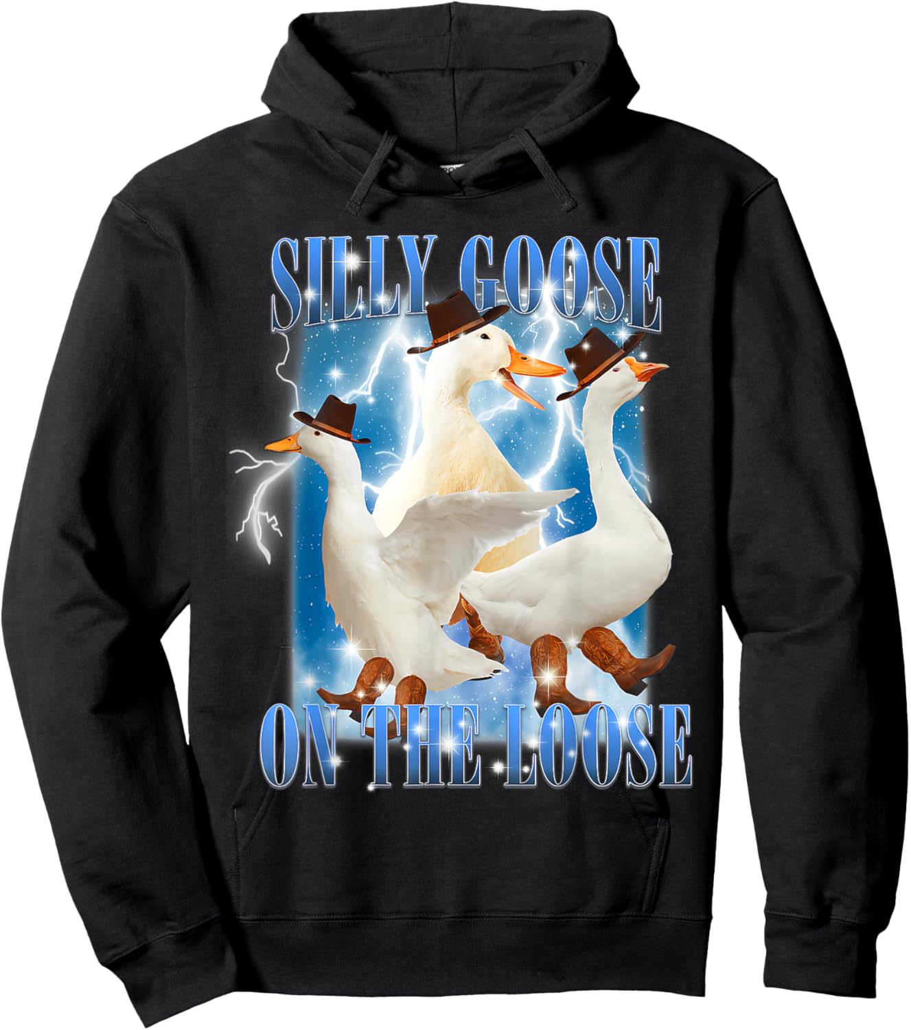 Retro Goose Aesthetic Trendy Meme Silly Goose On The Loose Hoodie - Hoodie | Black