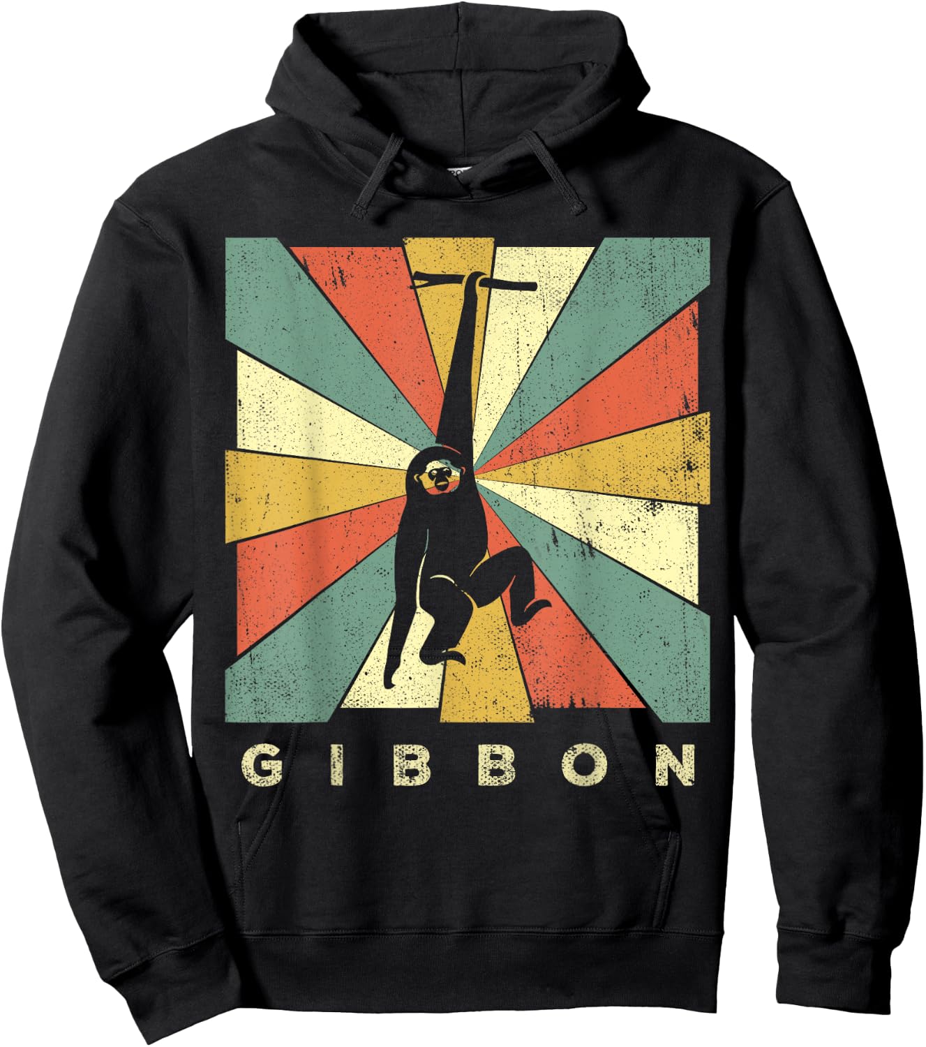 Vintage Gibbon Lover Retro Style Animal Hoodie - Hoodie | Black