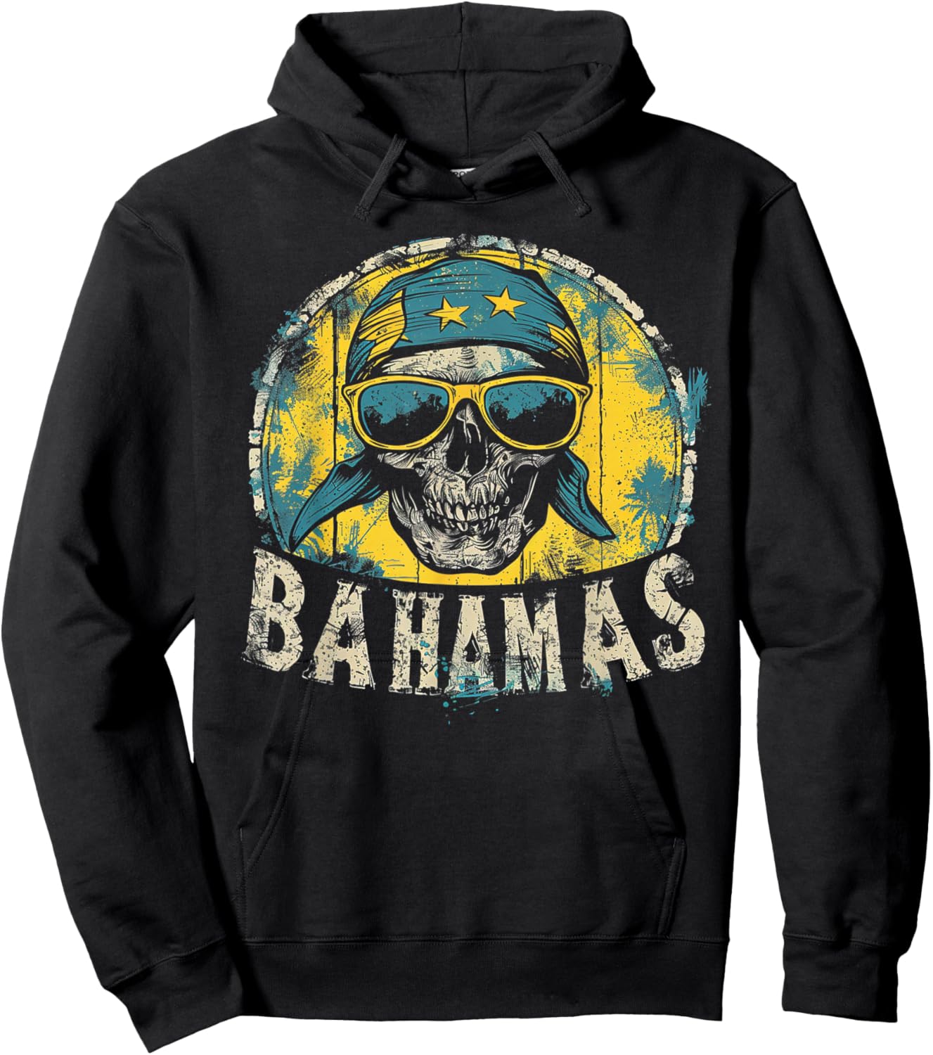 Bahamas Flag - Skull Skeleton Vintage Country Cruise Family Hoodie - Hoodie | Black