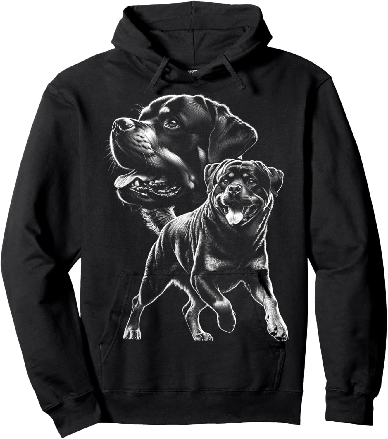 Proud Playful Rottweiler Dog in Cool Style Hoodie - Hoodie | Black