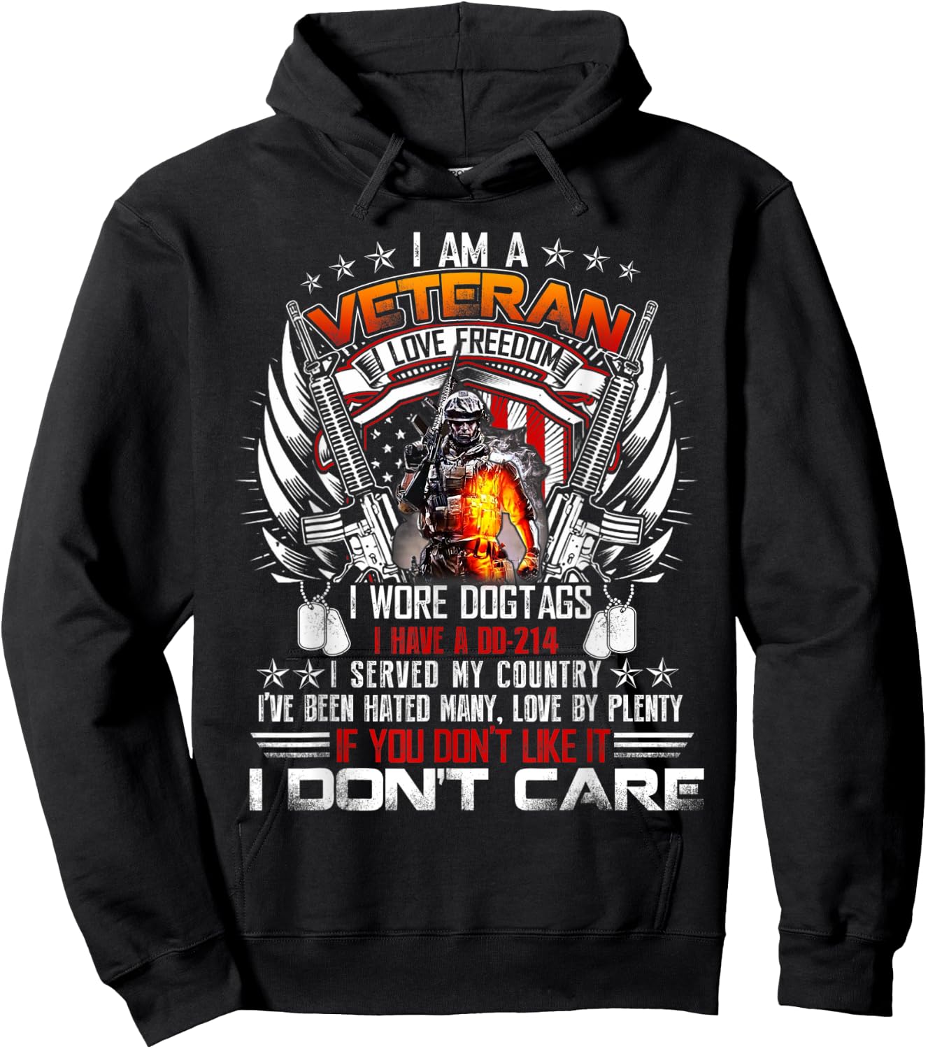 I Am A Veteran I Love Freedom My Country Hoodie - Hoodie | Black