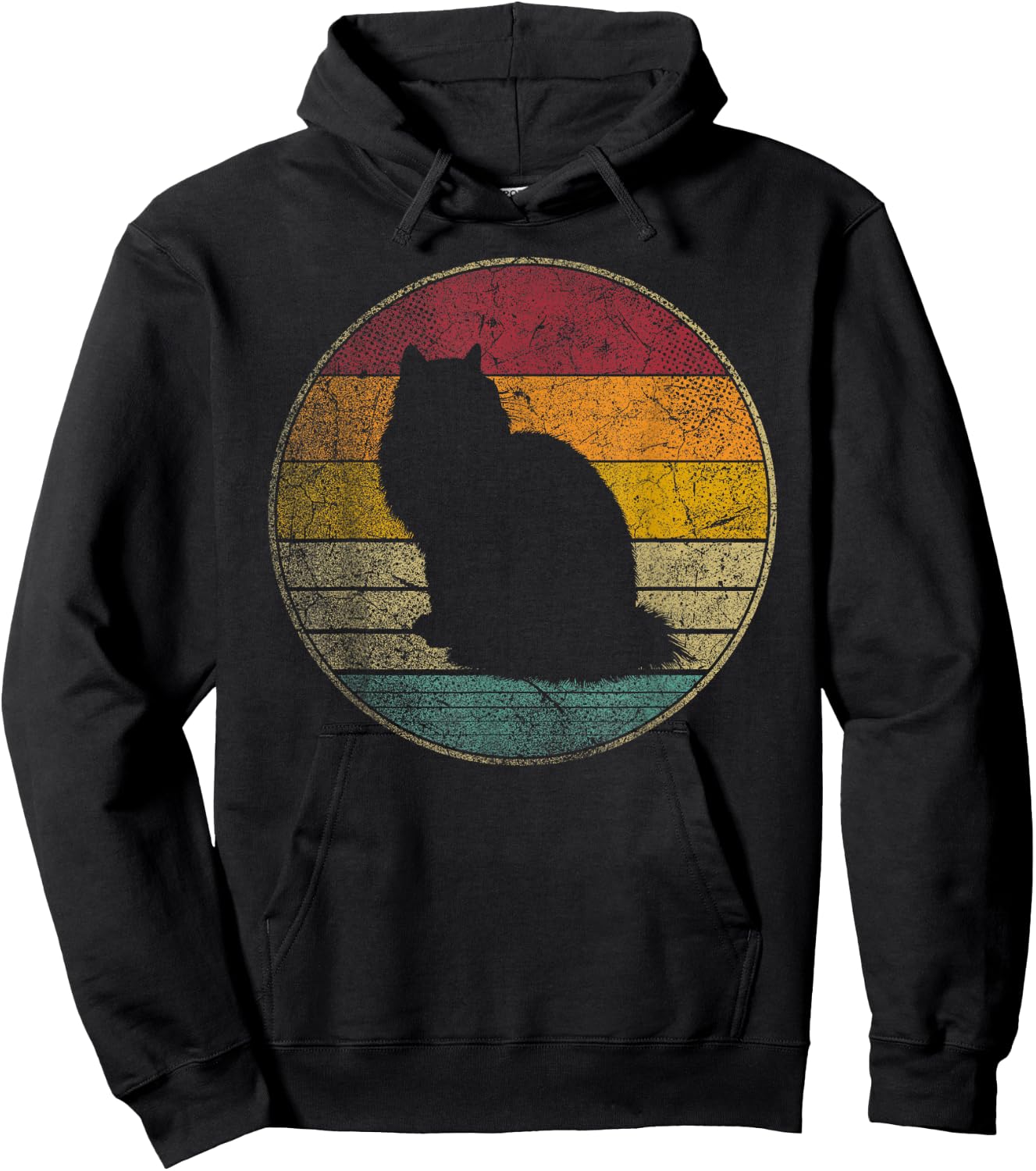 Cat Shirt Ragdoll Pet Vintage Distressed Retro Silhouette Hoodie - Hoodie | Black