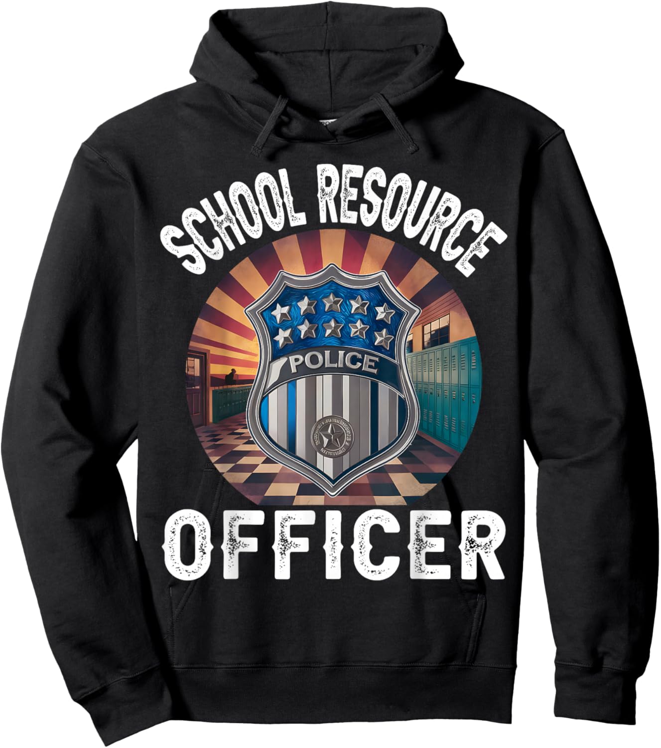 School Resource Officer Retro Badge SRO Police Men Women Hoodie - Hoodie | Black