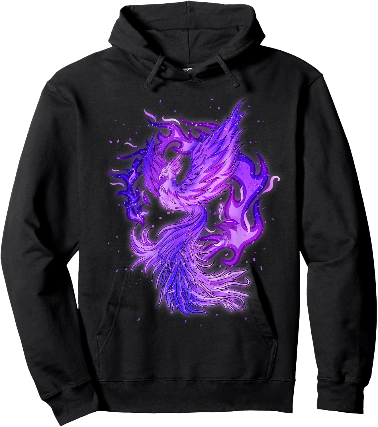 Phoenix Bird Design With Purple Fire Hoodie - Hoodie | Black