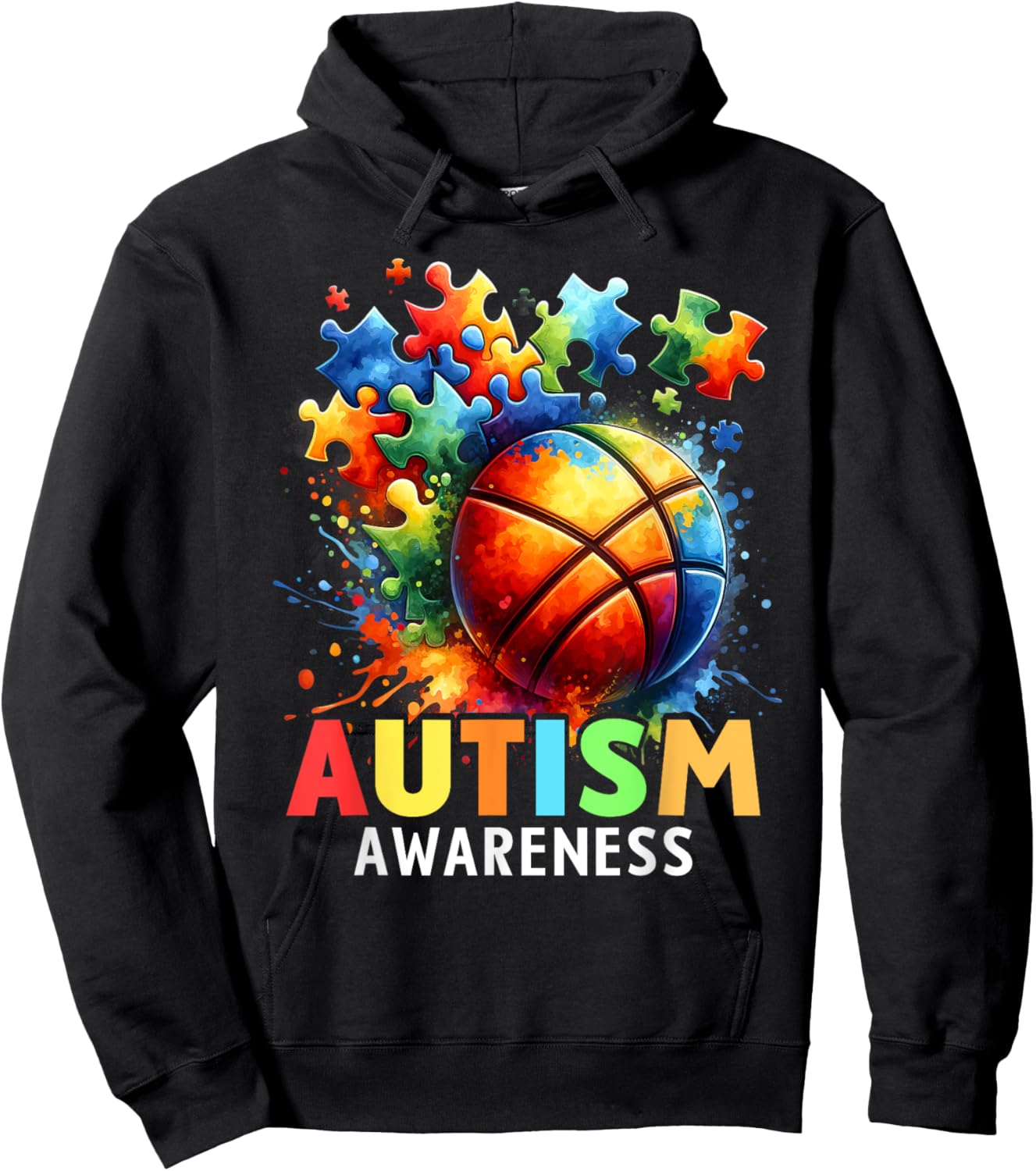Autism Basketball Autistic Autism Awareness Colorful Hoodie - Hoodie | Black