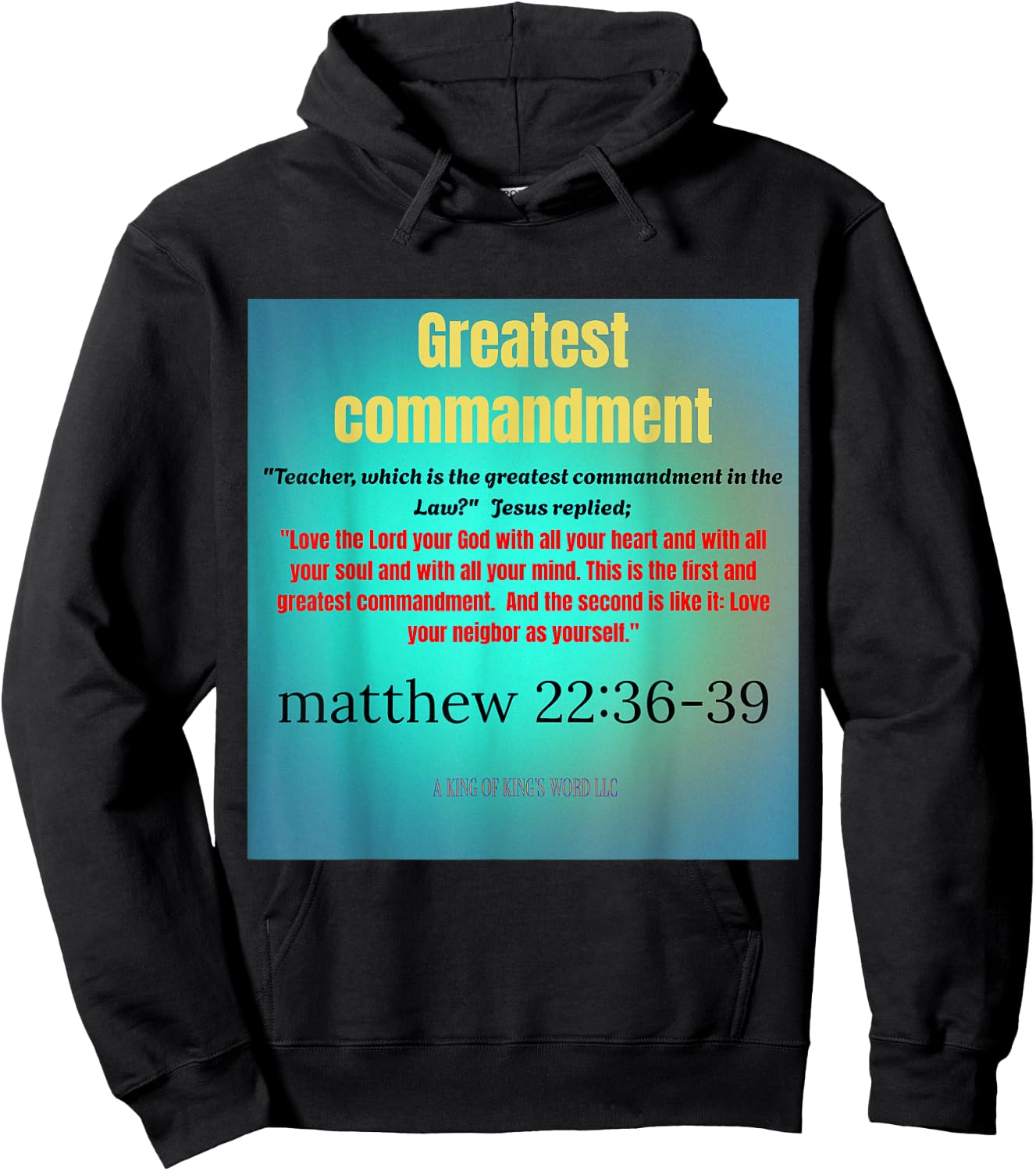 Matthew 22: 36-39 Teacher What is the Greatest Commandment? Hoodie - Hoodie | Black