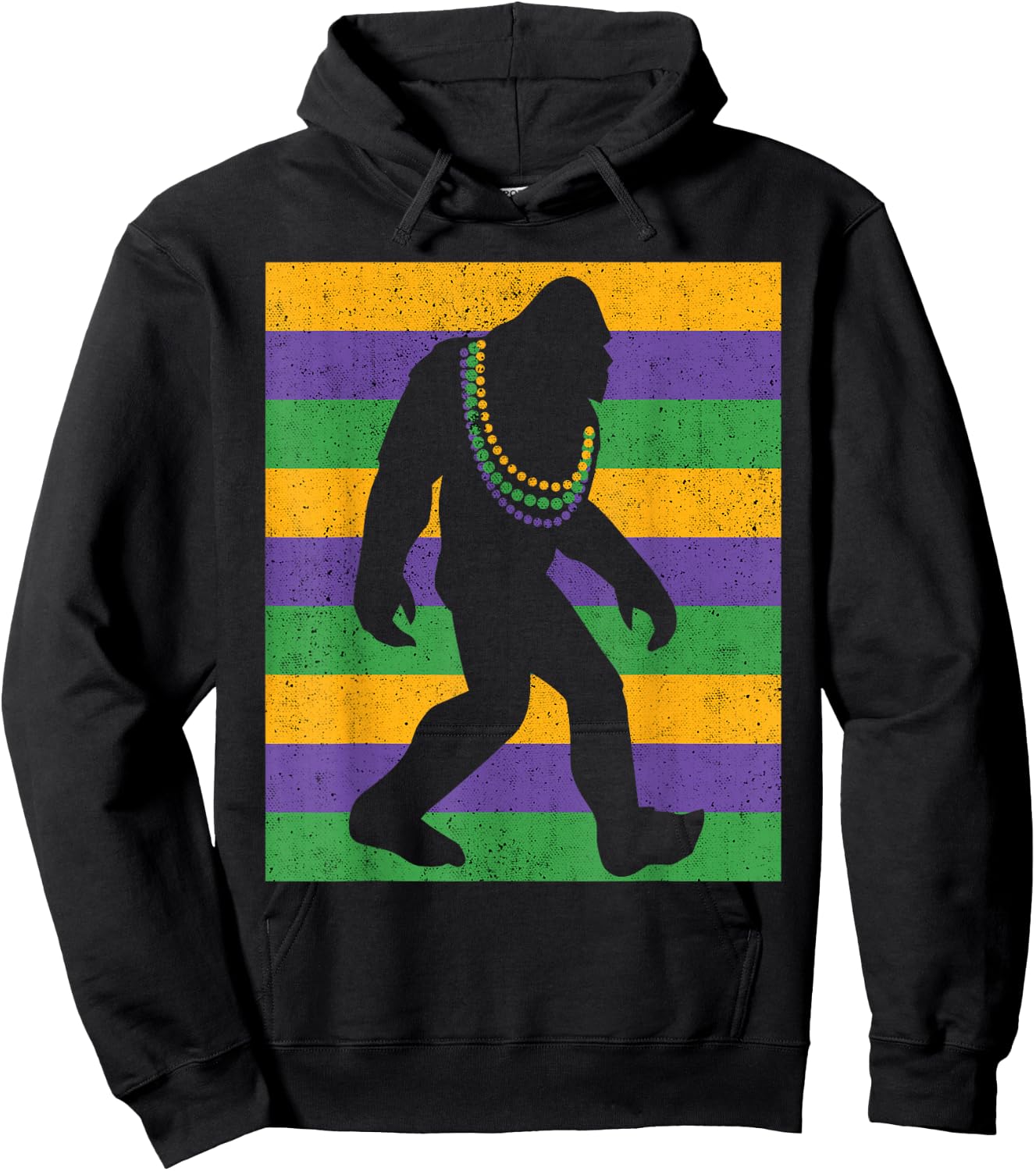 Bigfoot Mardi Gras Sasquatch Funny Men Kids Hoodie - Hoodie | Black