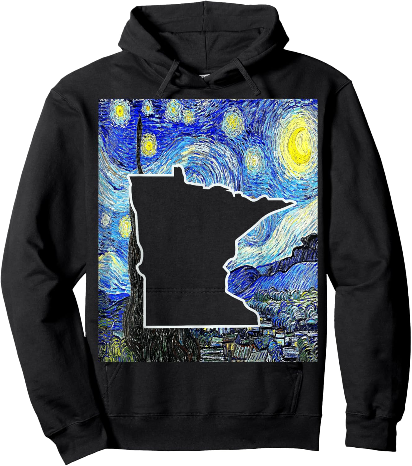 Minnesota State Starry Night Minnesota Map Minnesotan Hoodie - Hoodie | Black