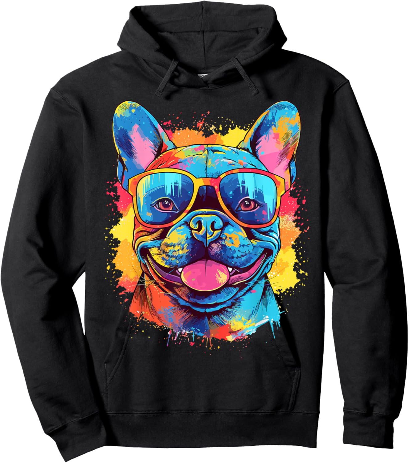 Colorful Watercolor French Bulldog Hoodie - Hoodie | Black