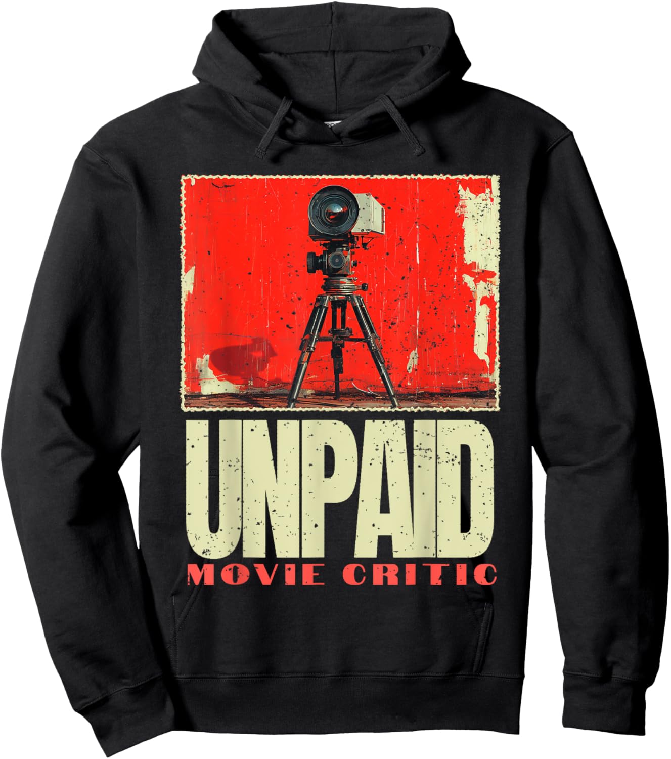 Unpaid Movie Critic Film, Vintage Cinema Motion Picture Fan Hoodie - Hoodie | Black