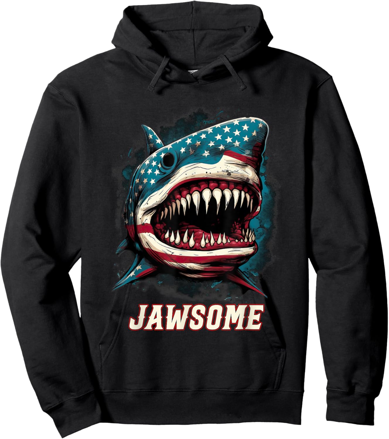 Merica 4th Of July Shark Jawsome Shark Hoodie - Hoodie | Black