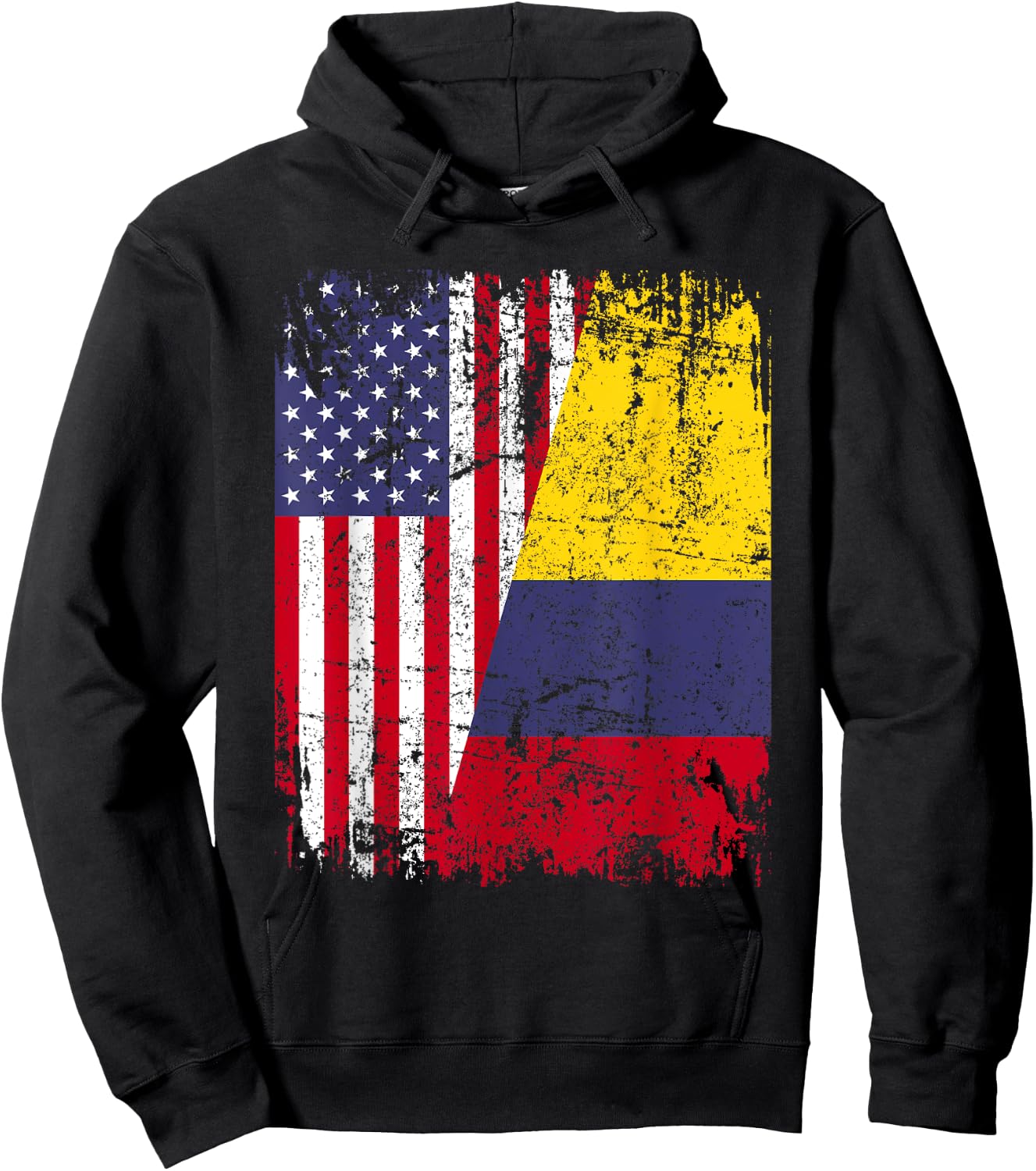 COLOMBIAN ROOTS | Half American Flag | COLOMBIA Women Kids Men Hoodie - Hoodie | Black