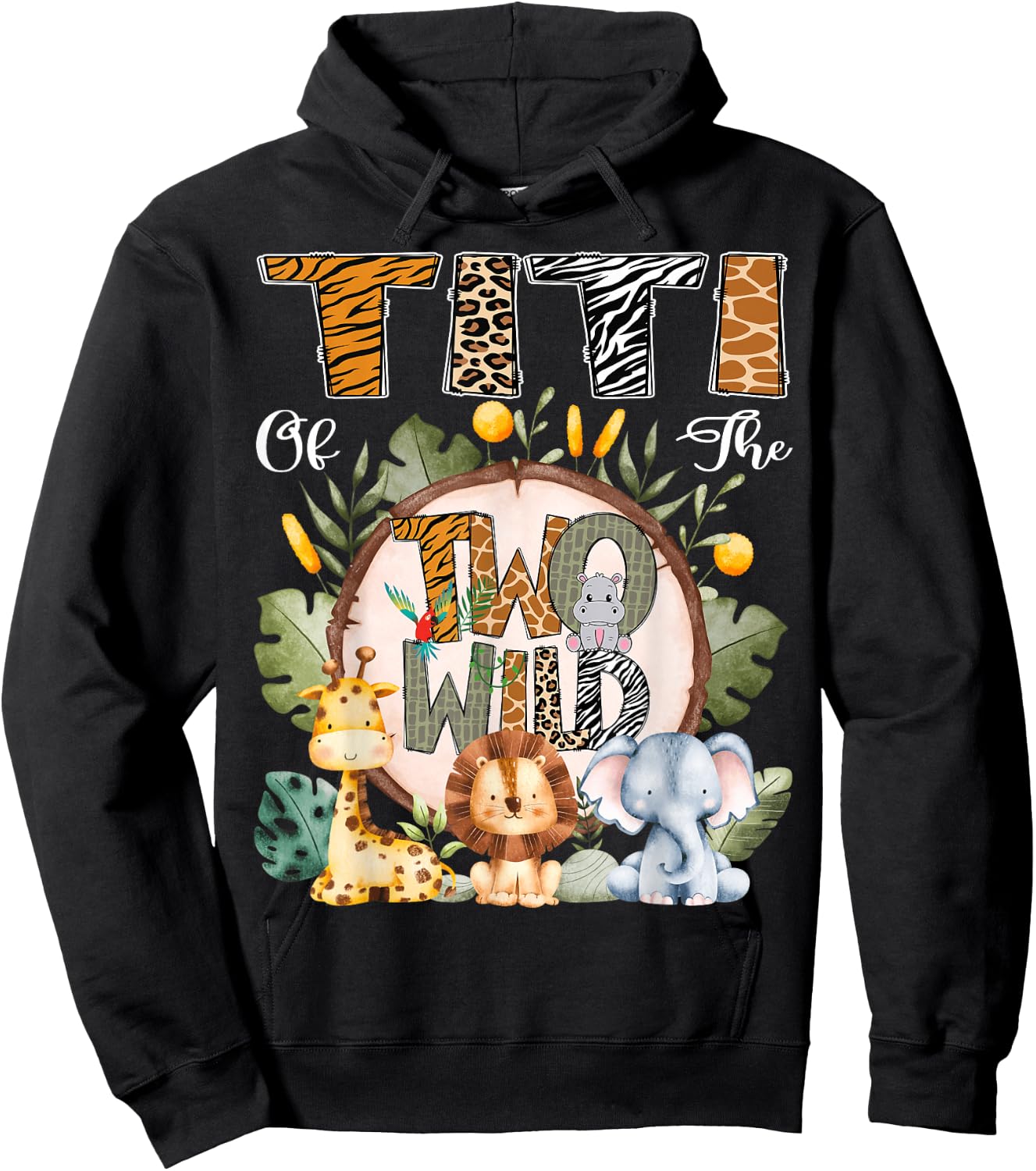 Titi Of The Two Wild Animal Safari 2Nd Birthday Party Hoodie - Hoodie | Black