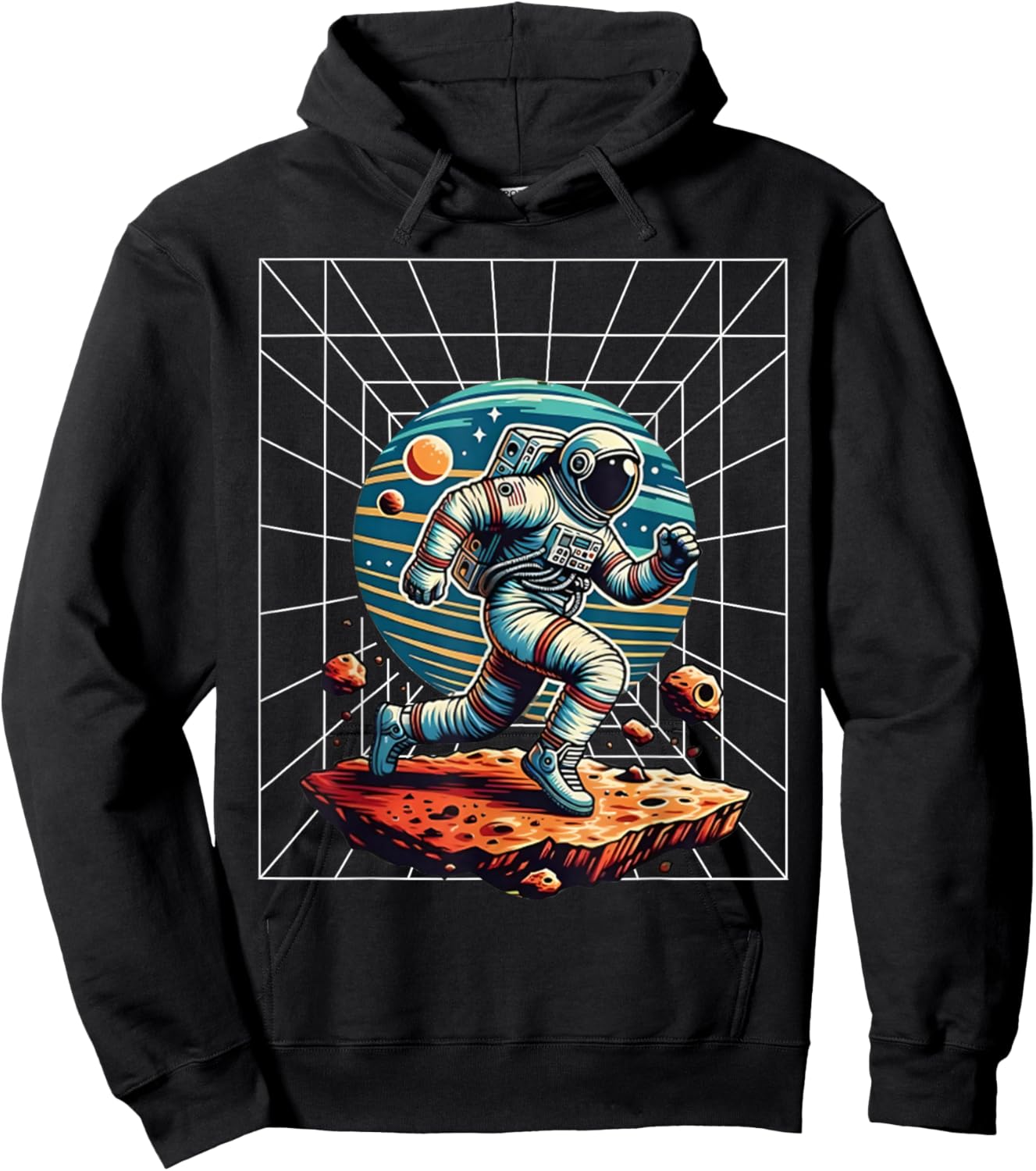 Astronaut Running in Space Cosmic Kid Galaxy Adventure Lover Hoodie - Hoodie | Black
