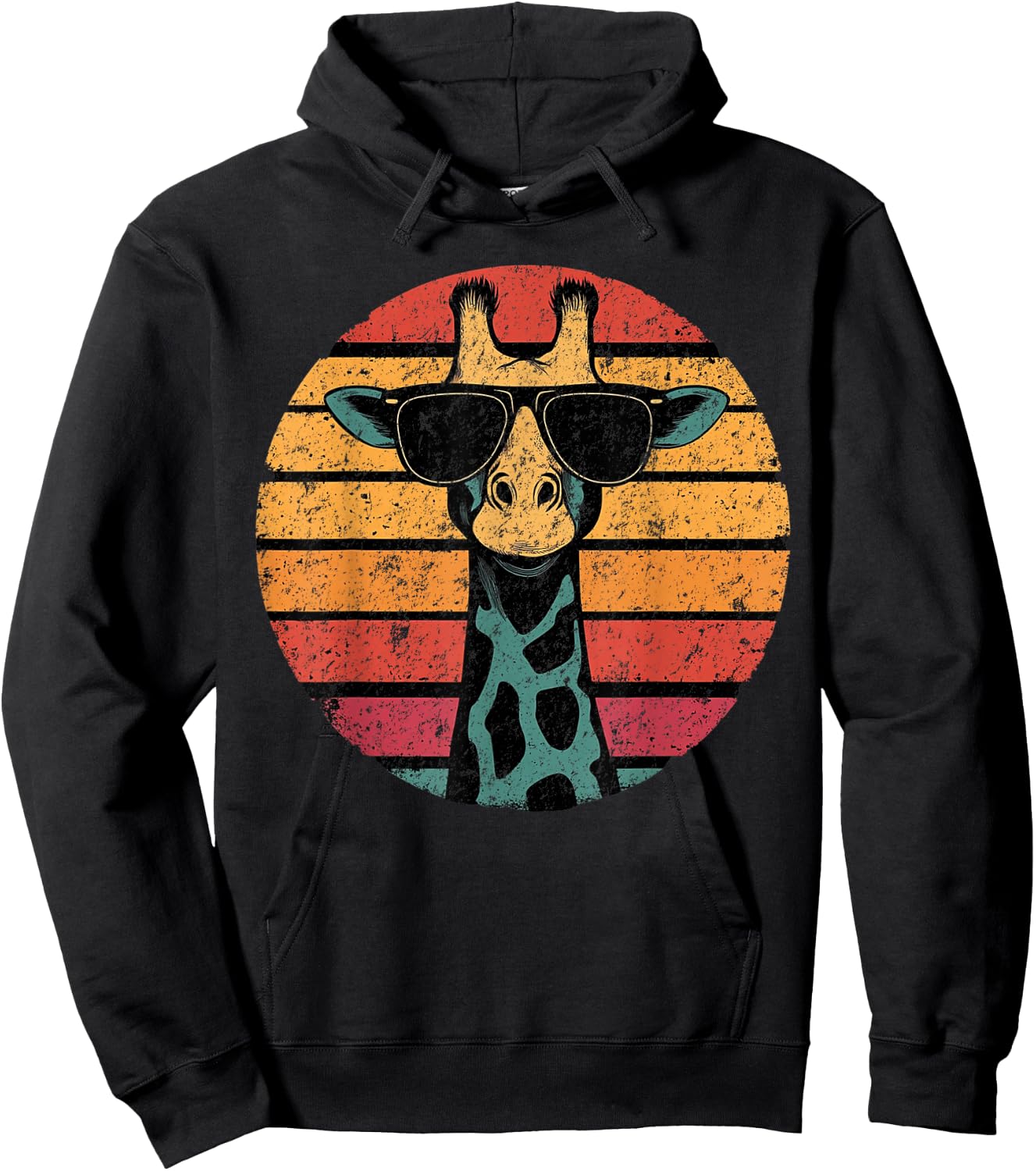 Giraffe Vintage Sunglasses Funny Hoodie - Hoodie | Black