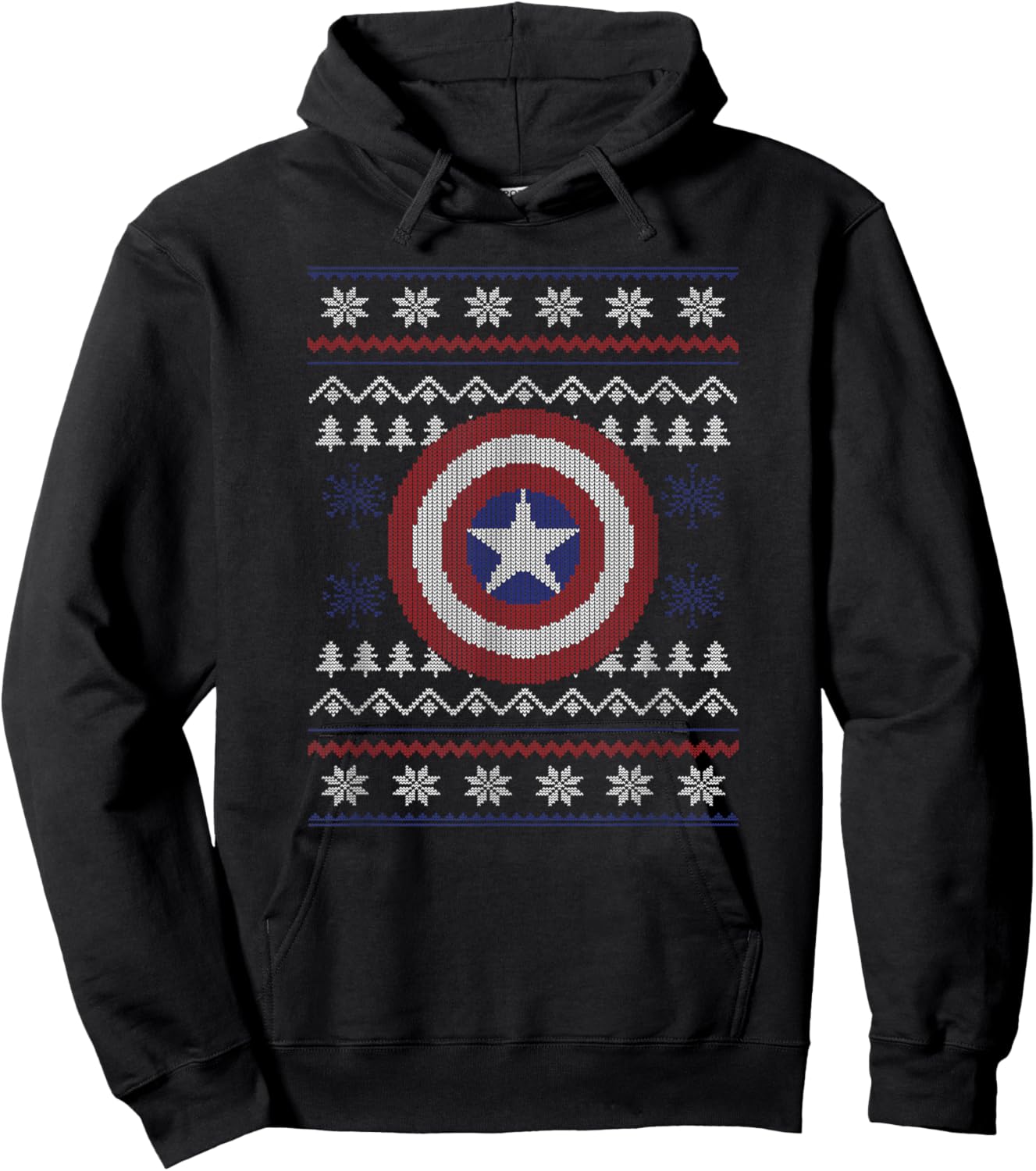 Marvel Christmas Captain America Shield Ugly Sweater Hoodie - Hoodie | Black