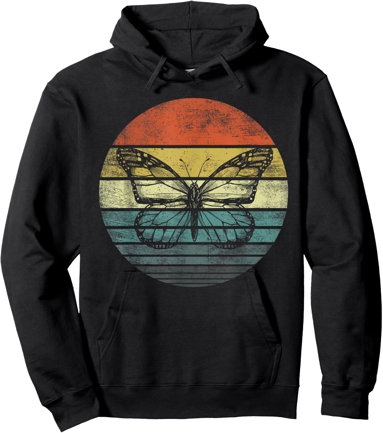 Butterfly Lover Gifts Retro Sunset Insect Monarch Entomology Hoodie - Hoodie | Black