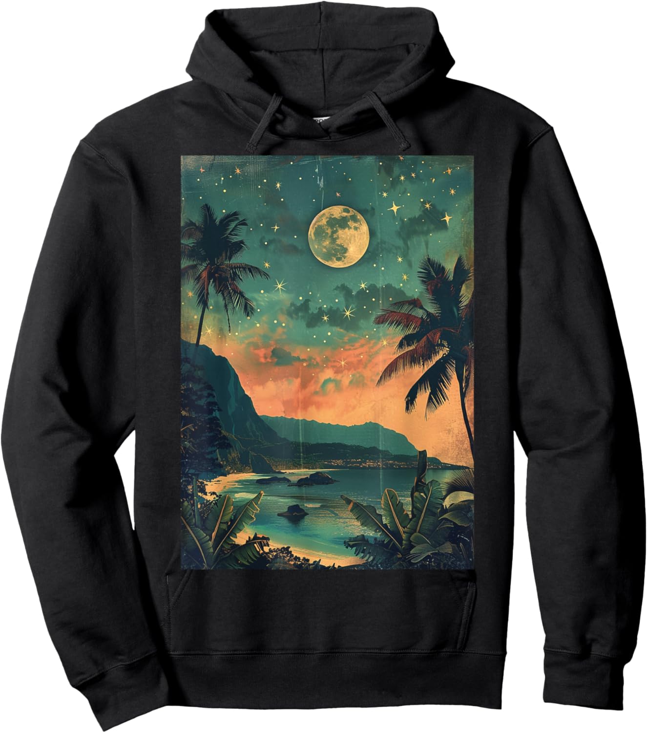 Vintage Hawaii Travel Kauai Beach Nature Scenery Men Women Kids Hoodie - Hoodie | Black