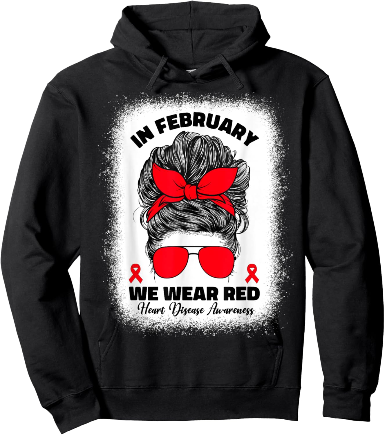 In February We Wear Red Heart Disease Awareness Hoodie - Hoodie | Black