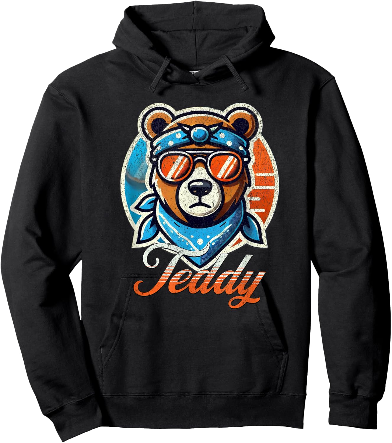 Teddy First Name T With Glasses Personalized Vintage Hoodie - Hoodie | Black