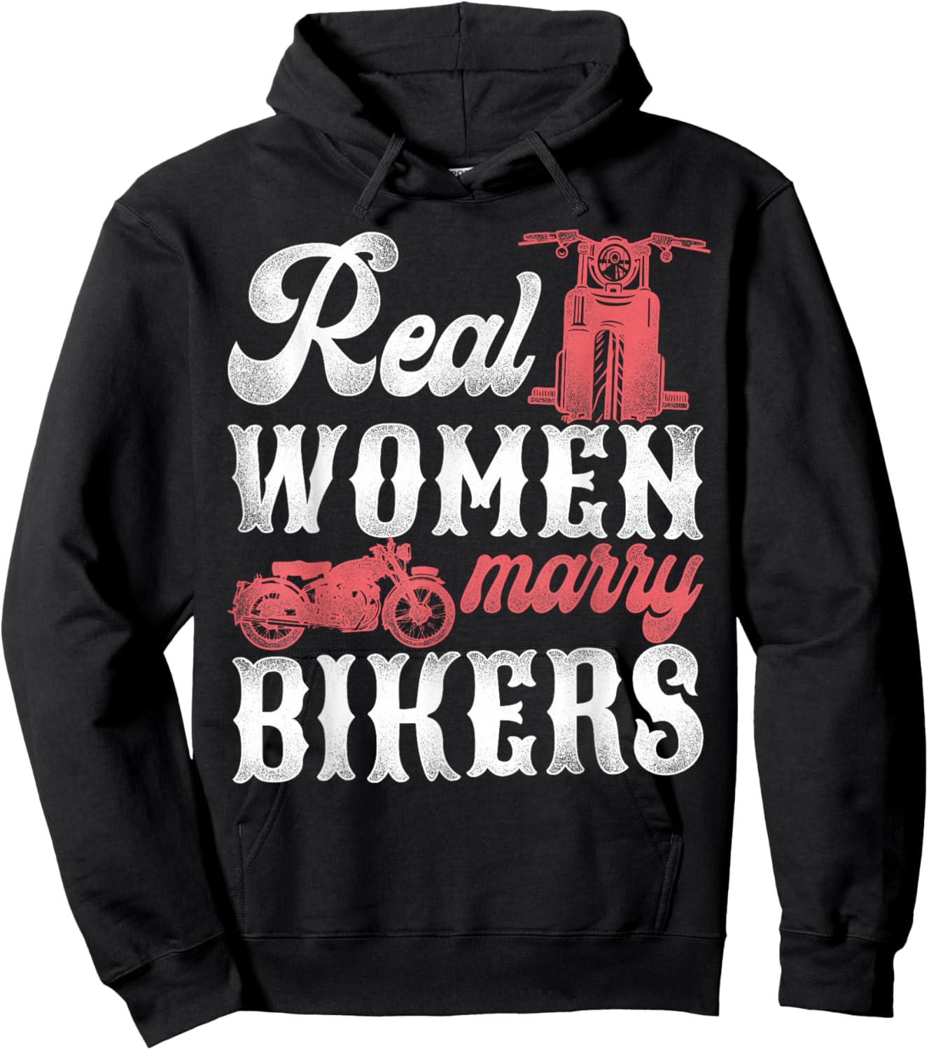 Classic Motorcycle Biker Husband Wife Wedding Marriage Real Hoodie - Hoodie | Black