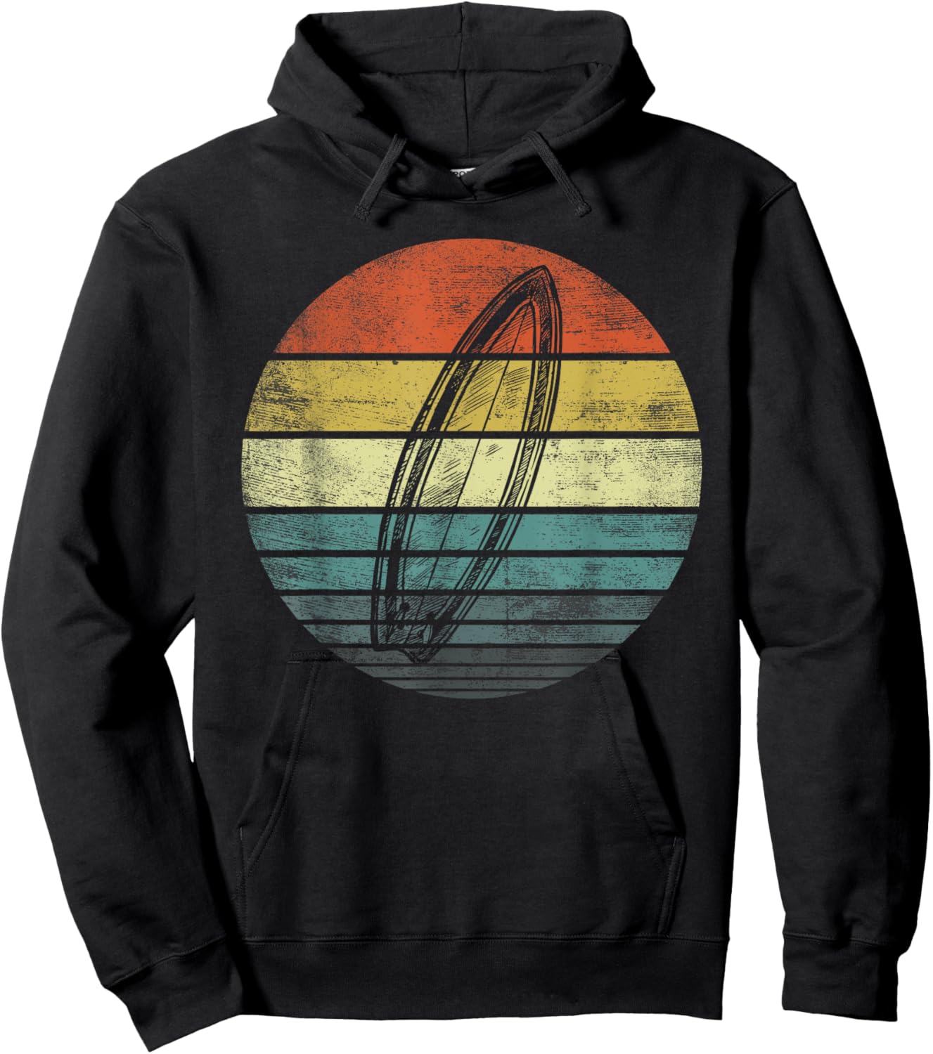 Surfer Gifts Retro Sunset Surfboard Silhouette Surfing Gifts Hoodie - Hoodie | Black