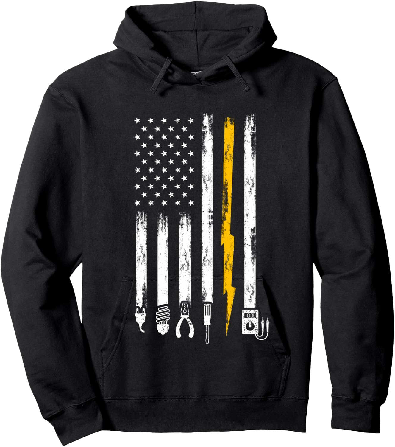 Electrician US Flag Tools for Electricians Hoodie - Hoodie | Black
