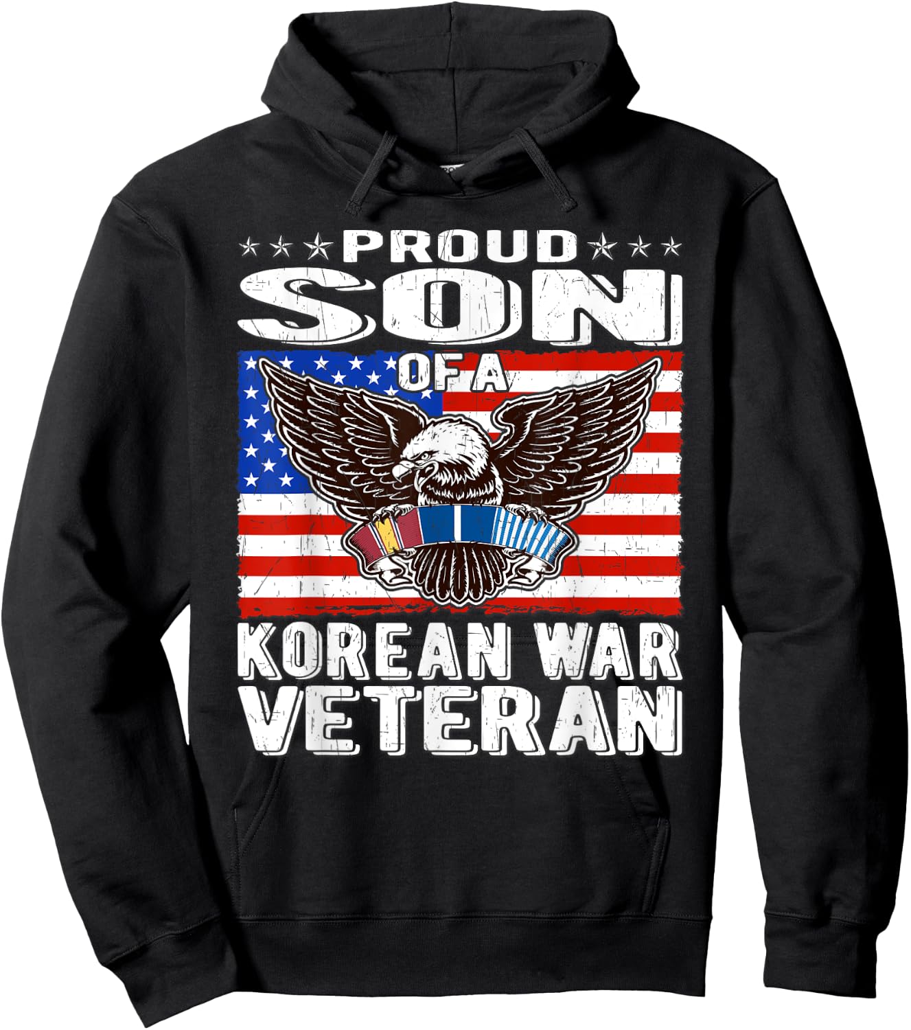 Proud Son Of Korean War Veteran - Military Vet's Child Gift Hoodie - Hoodie | Black
