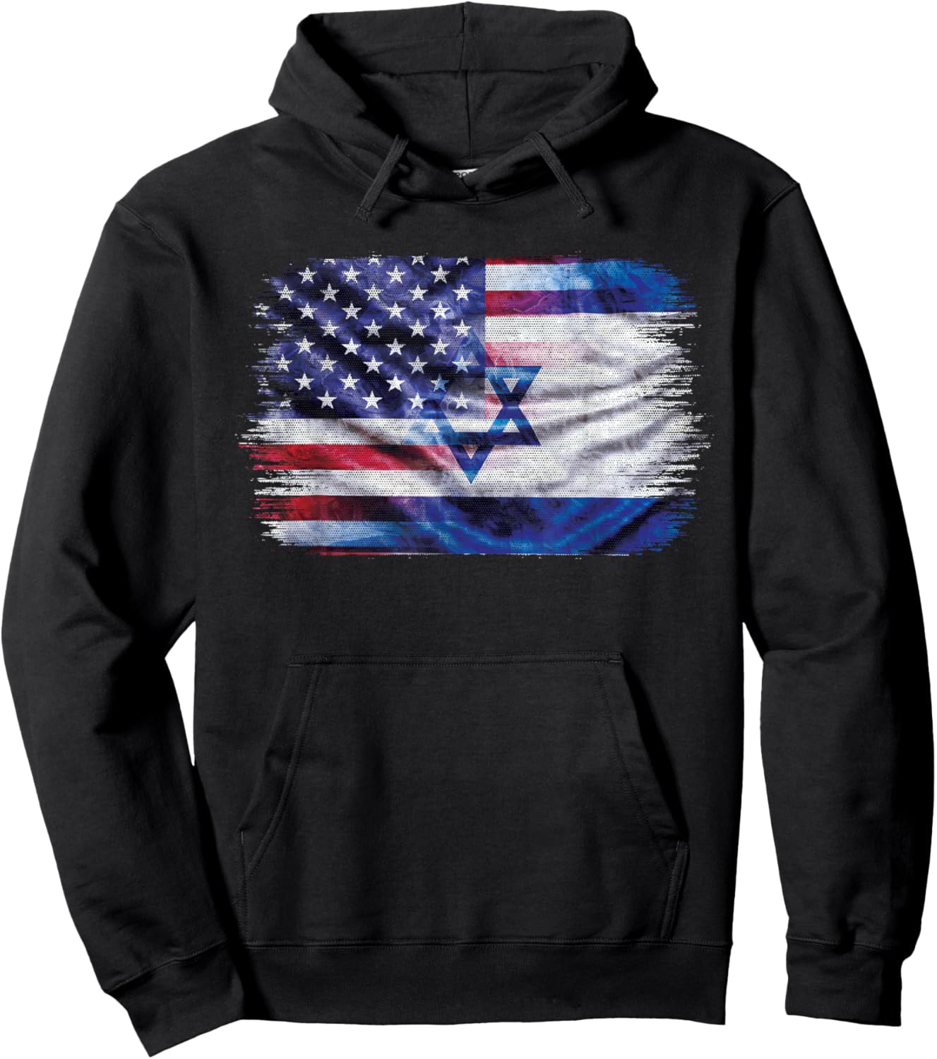 Israeli American Flag Pride Israel USA Hoodie - Hoodie | Black