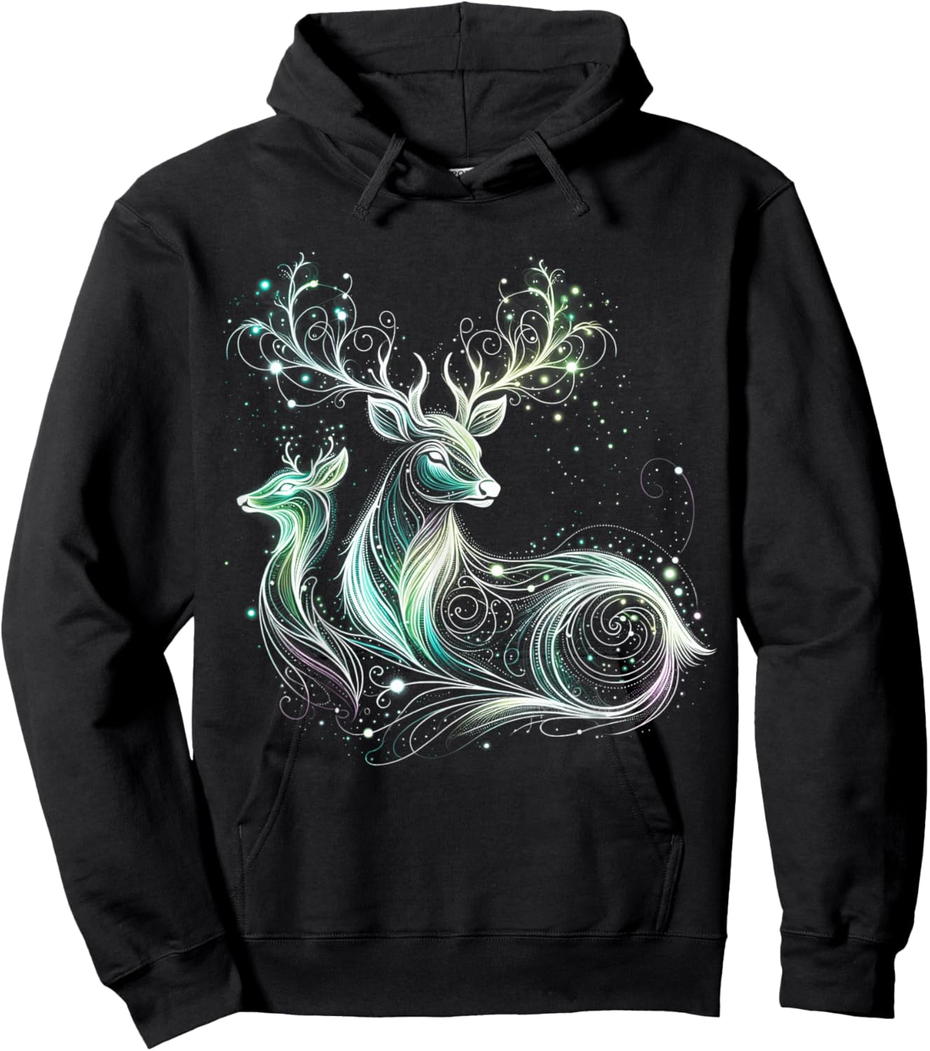 Bright Forest Deer - Ethereal Nature Magic Women Hoodie - Hoodie | Black