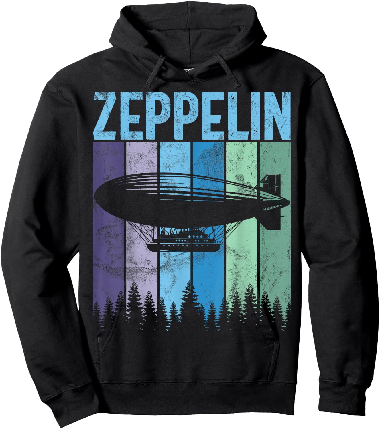 Retro Zeppelin 70s 80s Dirigible Airship Zepelin Zepplin Hoodie - Hoodie | Black