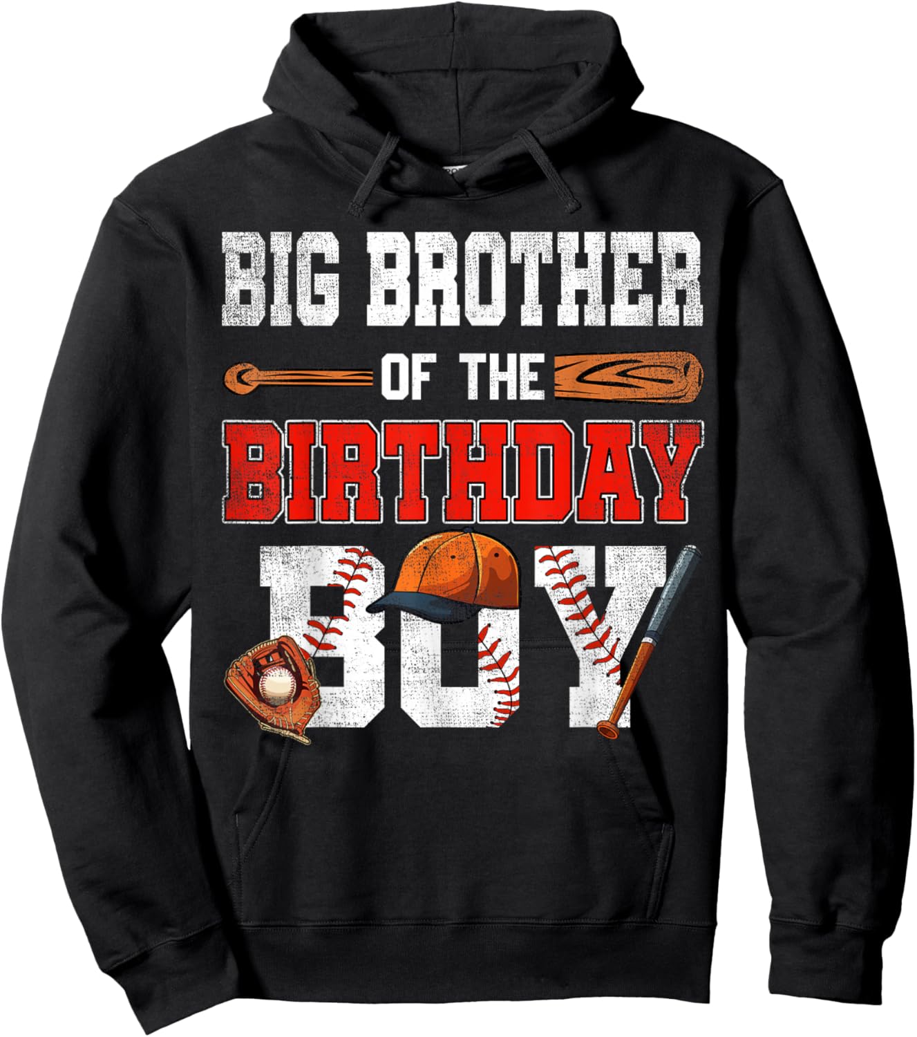 Big Brother Of The Birthday Boy Baseball Bday Family Hoodie - Hoodie | Black