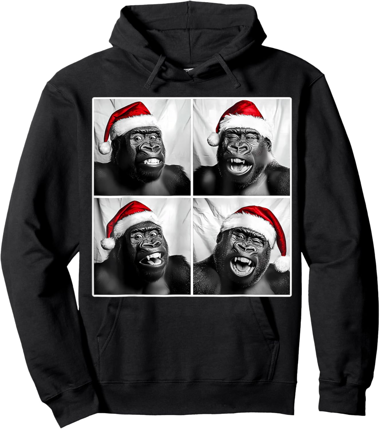 Funny Monkey Selfie Shirt Christmas Selfie Xmas Gorilla Meme Hoodie - Hoodie | Black
