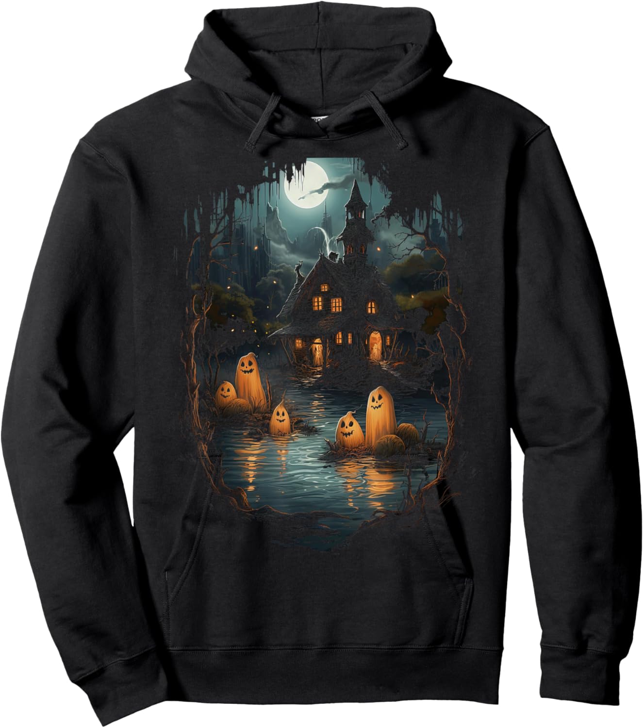 Vintage Ghost and Skeleton by Fire Camping Gothic Halloween Hoodie - Hoodie | Black