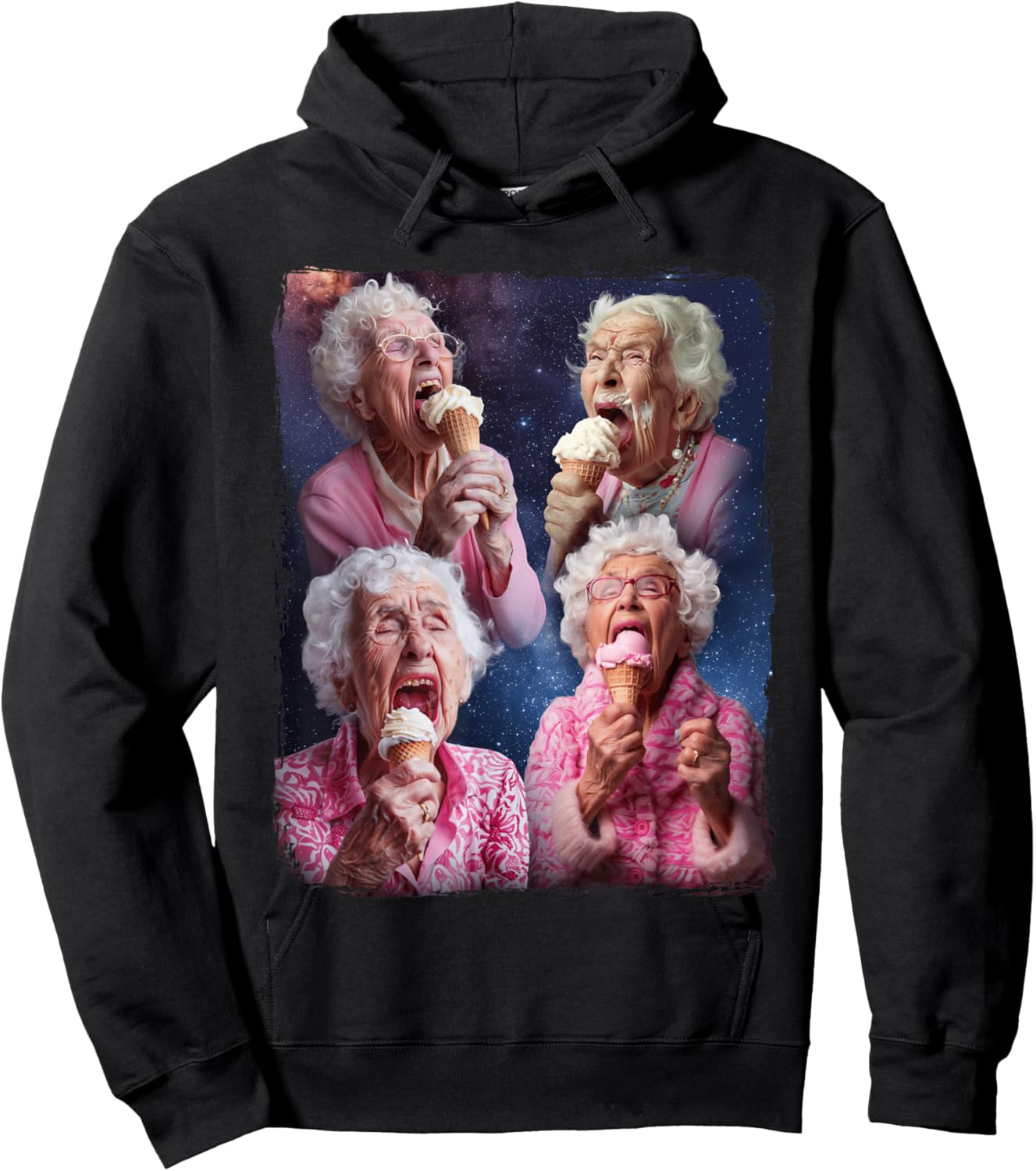 Embarrassing Old Ladies Meme Grandma Grandmother Grandma Licking Ice Cream Hoodie - Hoodie | Black