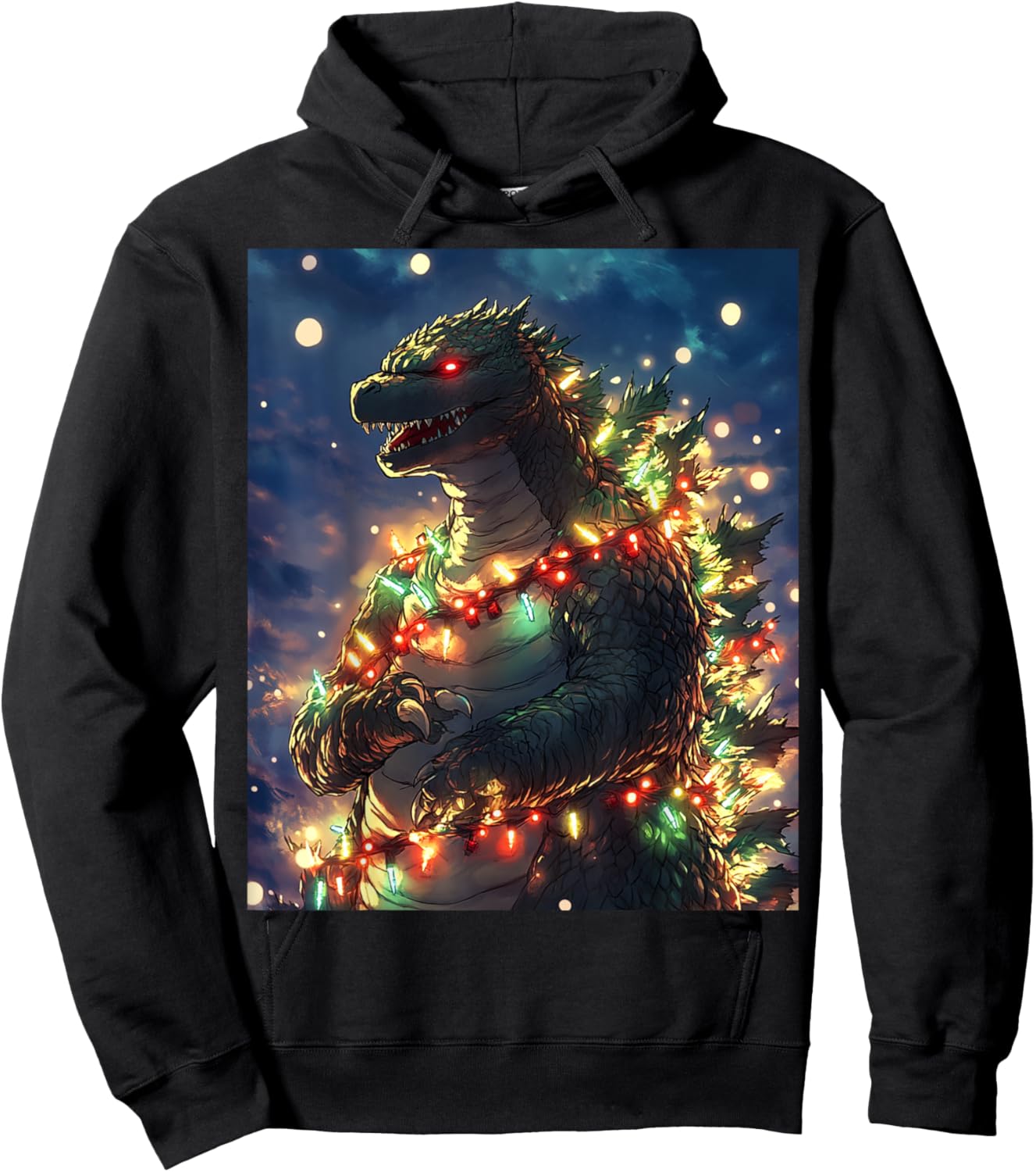 Japanese Monster Kaiju Santazilla Christmas Tree Lights Hoodie - Hoodie | Black