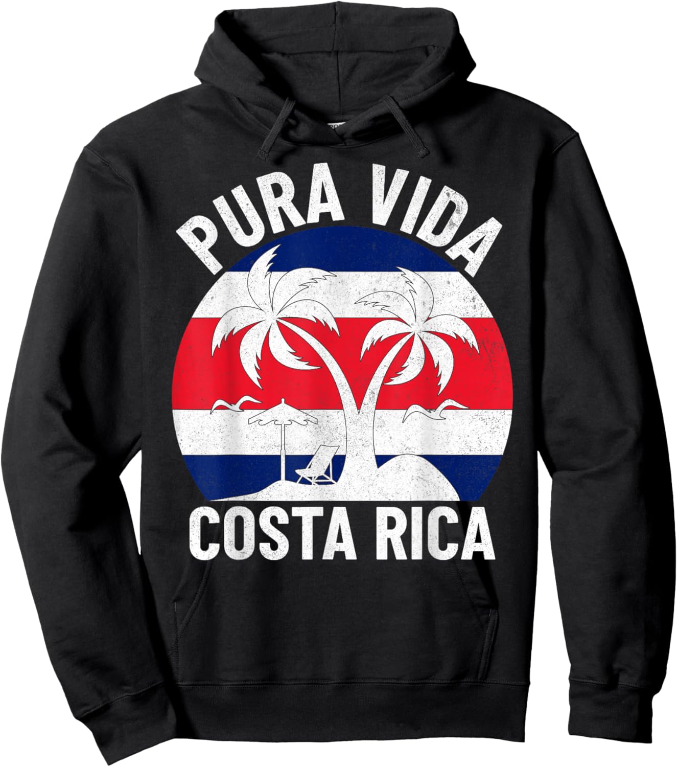 Vintage Costa Rica Flag Pura Vida Beach Summer Vacation Hoodie - Hoodie | Black