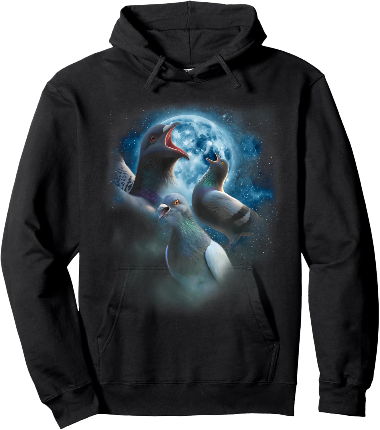 Funny Pigeon Shirt - Funny Pigeons Howling at the Moon Hoodie - Hoodie | Black