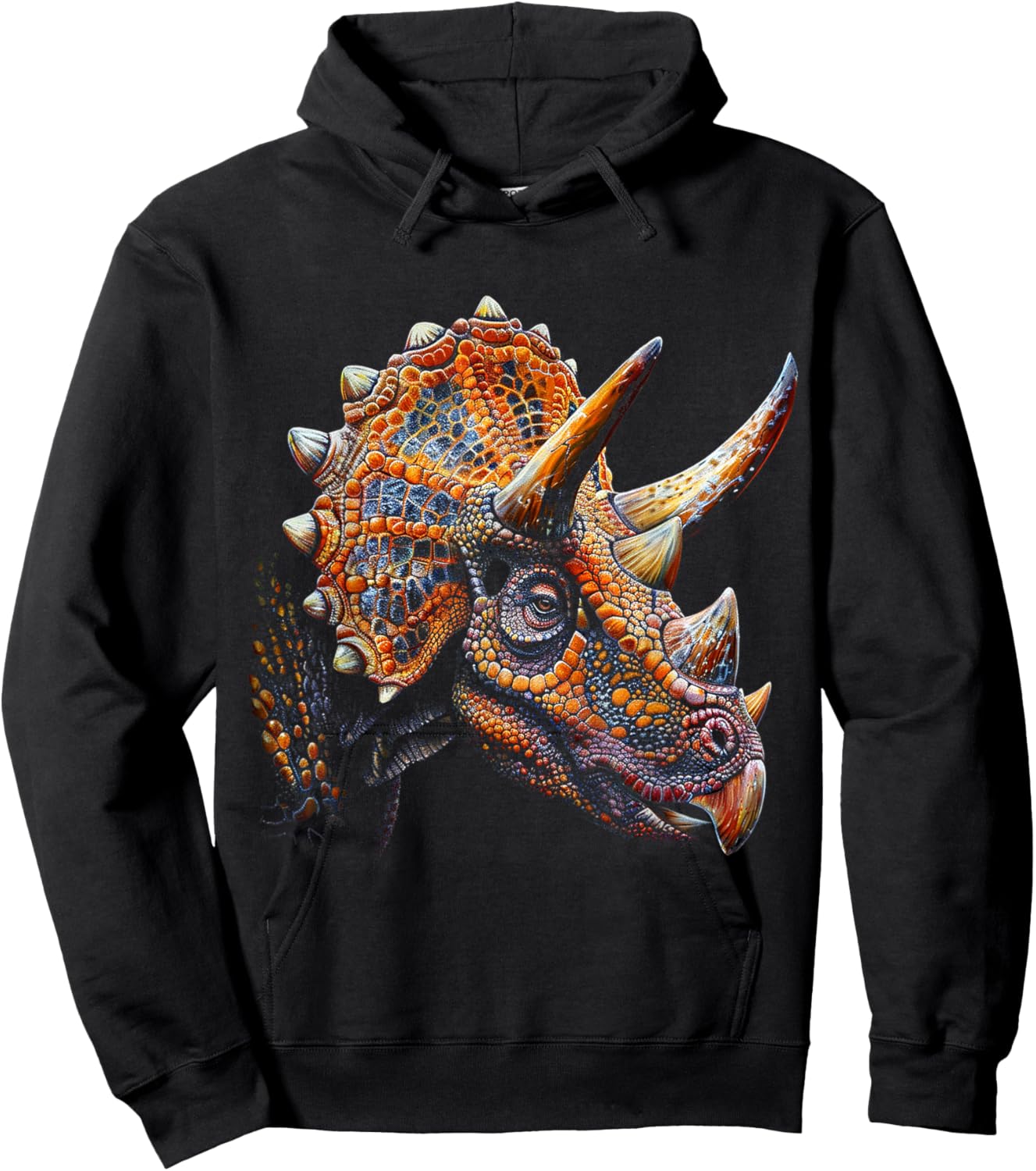 Triceratops Dinosaur Graphic Art Triceratops Hoodie - Hoodie | Black