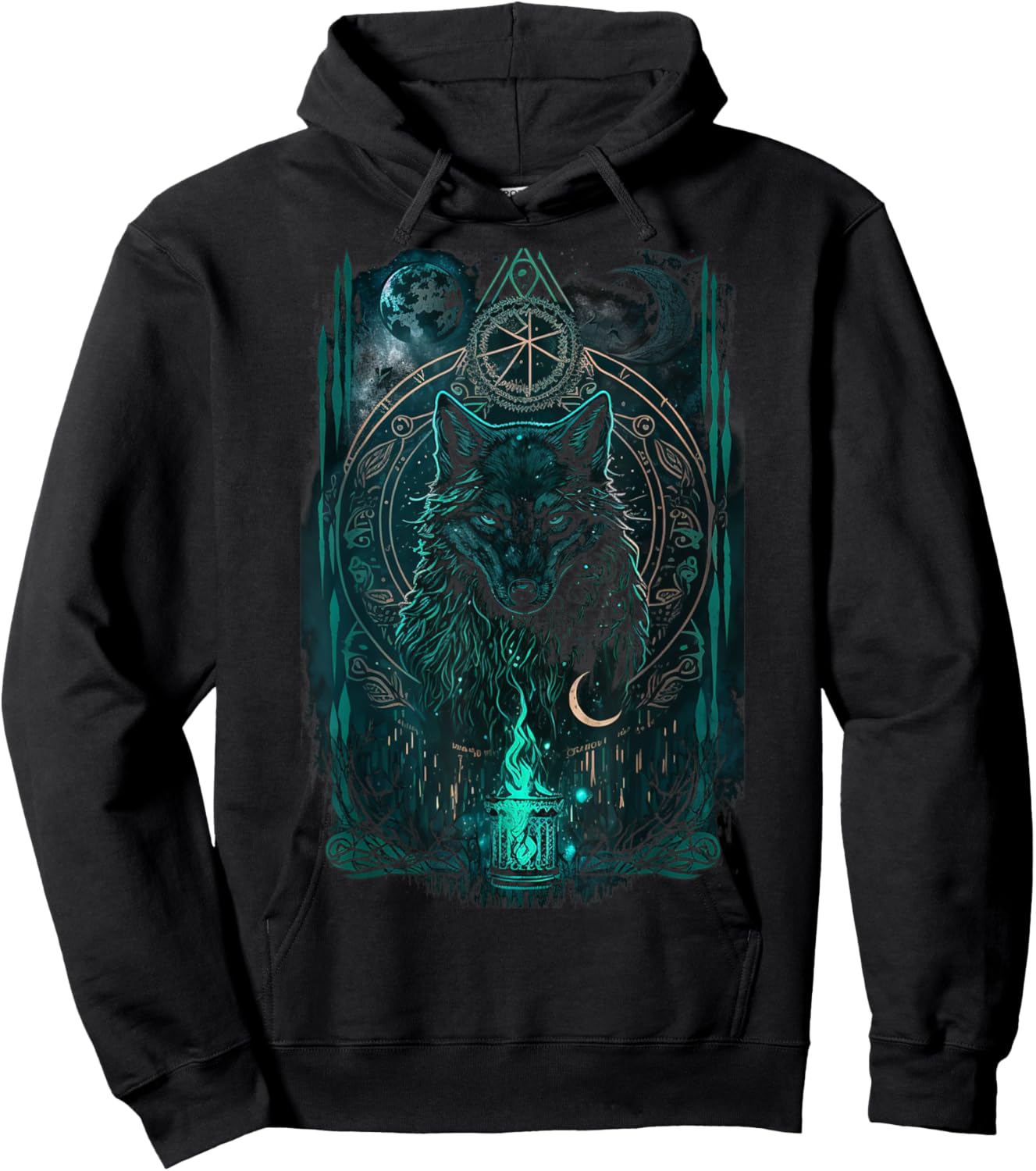 Occult Tarot Card, Gothic Wolf Design, Goth Dark Witchcraft Hoodie - Hoodie | Black