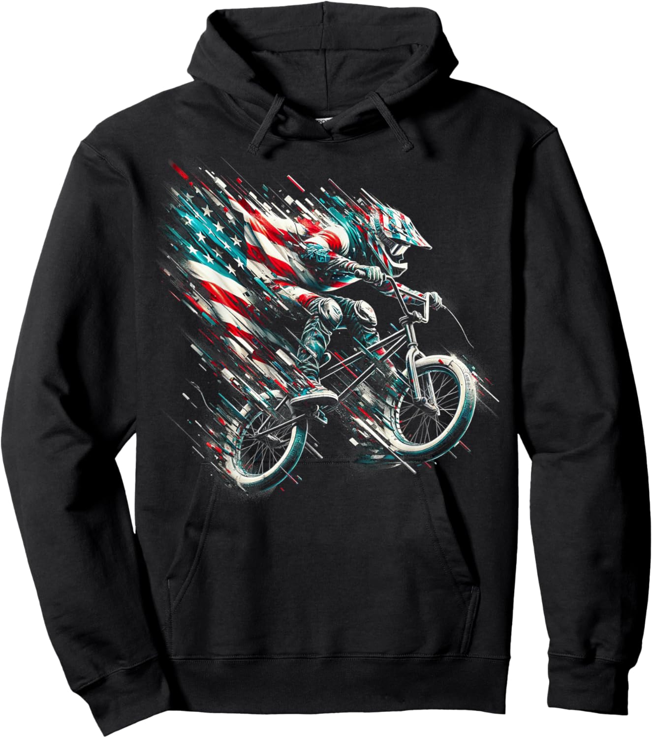 BMX American Flag USA - BMX Vintage Distressed BMX Hoodie - Hoodie | Black